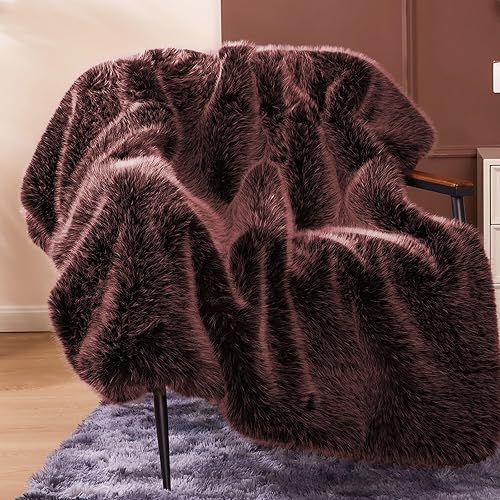 Touchat Manta de lujo de piel sintética de 1000 GSM, súper gruesa, cálida y acogedora manta gris para sofá y cama, manta de visón reversible suave
