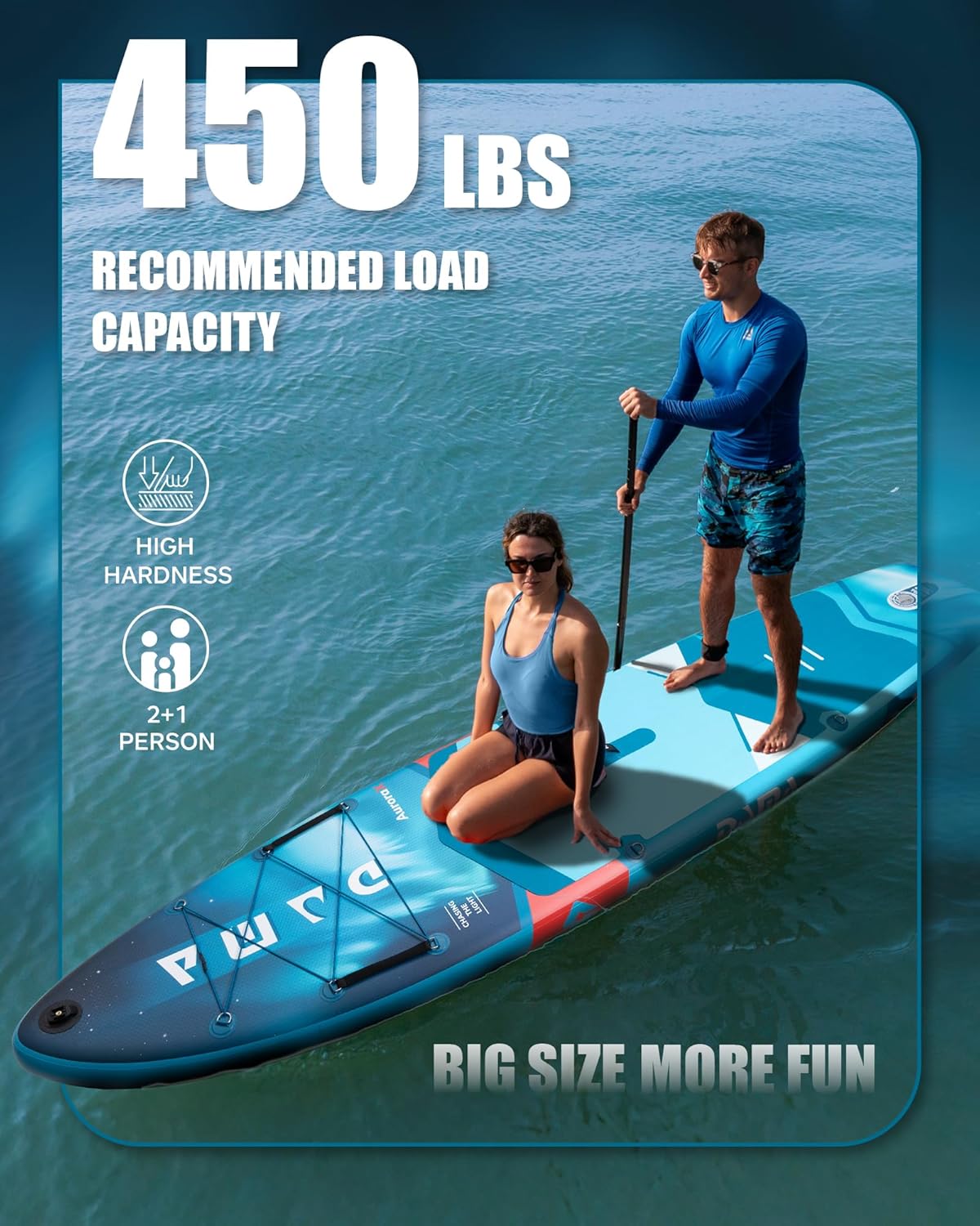 DAMA Stand Up Paddle Board for 2+1 People and Pets, Extra Wide All-Around Stable Design for Beginners, Family Use on Lakes, Rivers & Coastal Waters, 450 lbs Capacity, 11'6" x 34" x 6"