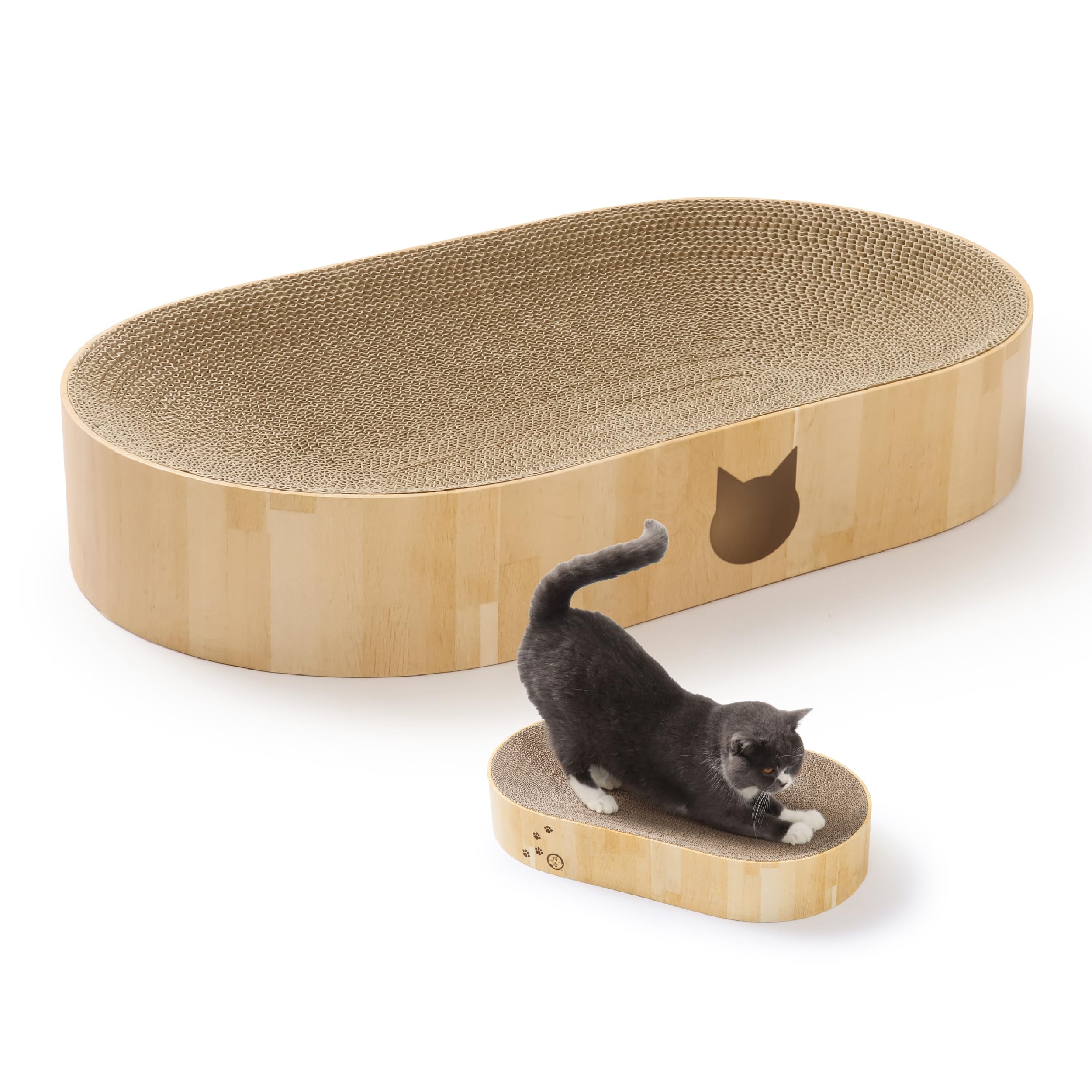 Necoichi Cat Scratcher Bowl Capsuke for Indoor Cats - Cat Scratching Lounger with Reversible Usability and Extra Comfort for Lounge, Cardboard Bed Couch
