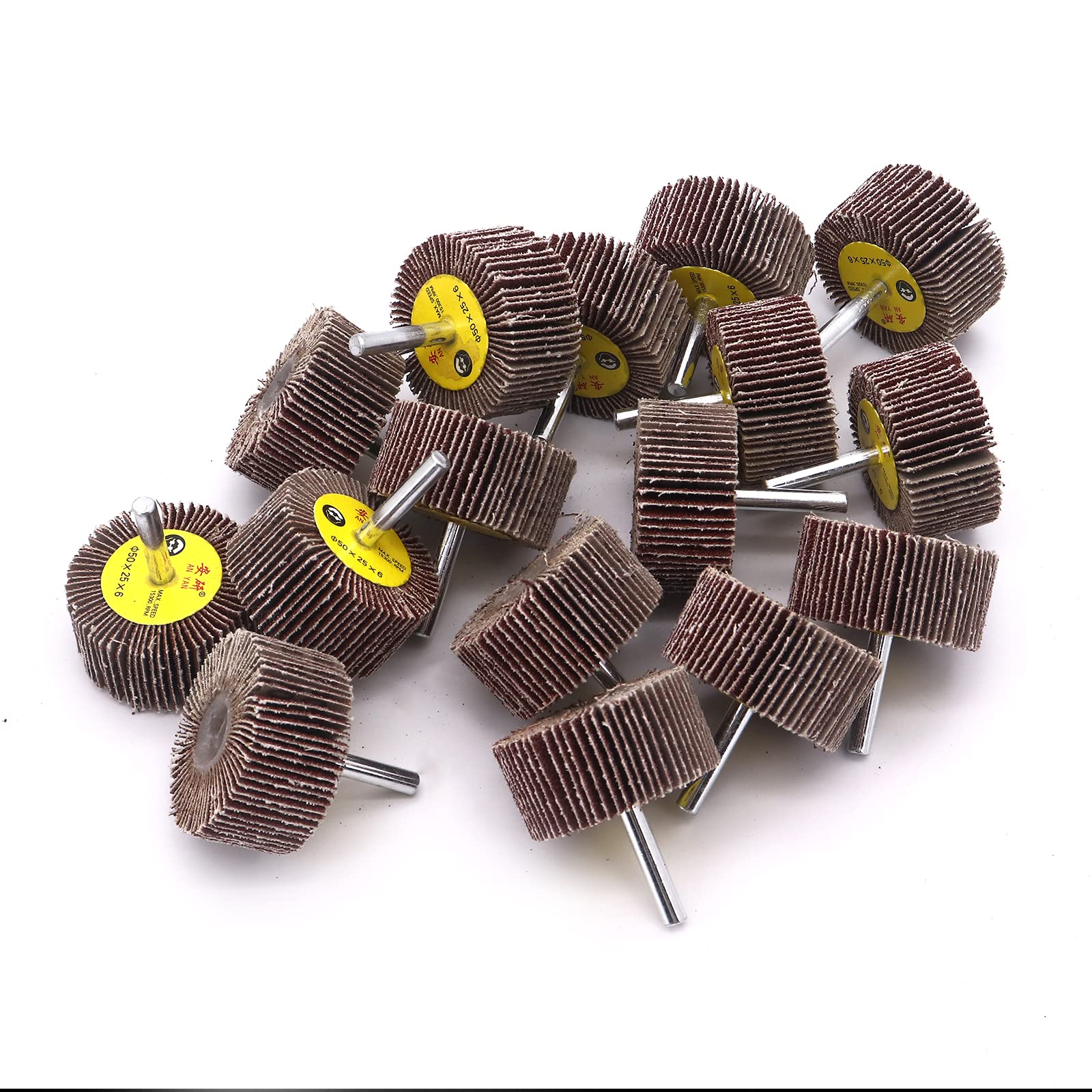 Lot de 16 ponceuses à lamelles 50 mm x 25 mm x 6 mm - Têtes de ponçage de 80 pour dérouillage, ébavurage, polissage
