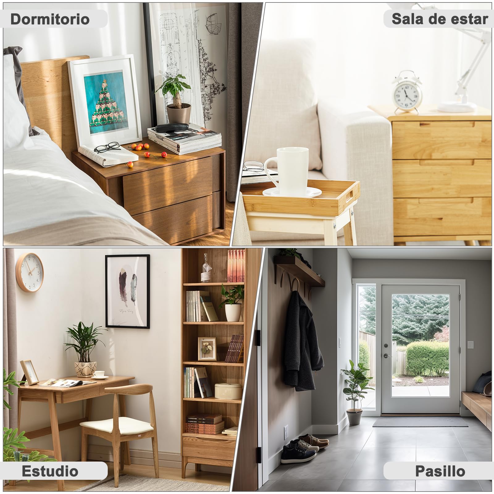 WOLTU Mesita de Noche, Mesilla de Noche con 2 Enchufes y 2 Puertos USB, Mesita Auxiliar con 2 Compartimentos Abiertos, para Salón y Dormitorio, Blanca, 25x30x60 cm, NTS06ws | Mesa auxiliar, 2 puertos USB+2 enchufes, 25 x 30 x 60 cm