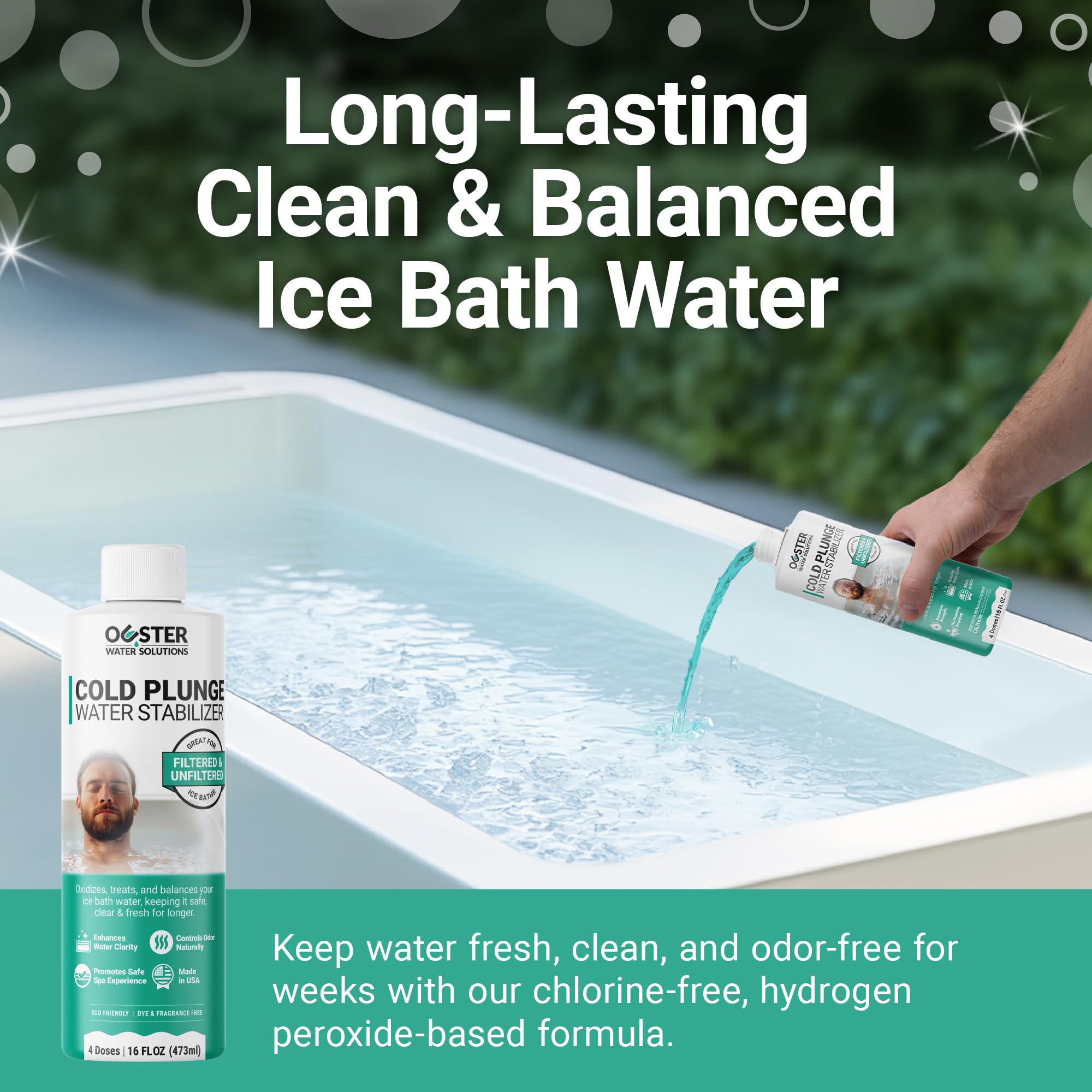 Bio Ouster Stabilisateur d'eau froide – Oxyde, traite, équilibre l'eau du bain glacé – Traitement de l'eau froide pour une eau propre, claire et fraîche – Fabriqué aux États-Unis (473,6 g)