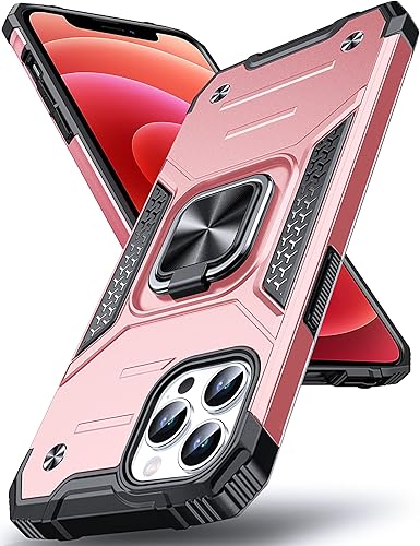 Anqrp Diseñada para iPhone 12 y iPhone 12 Pro, funda protectora de grado militar con anillo de metal mejorado soporte magnético compatible con