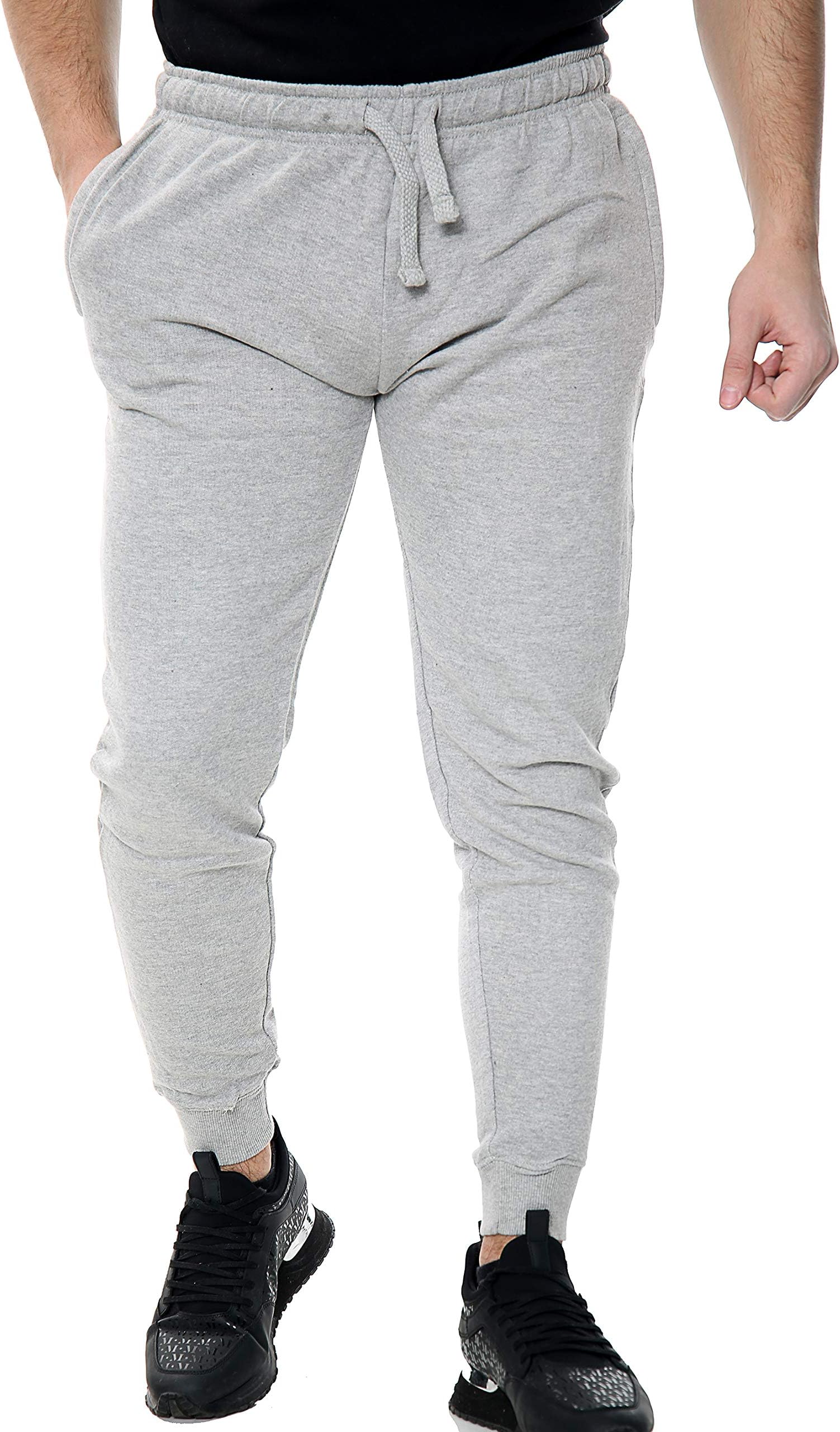 CELEBMODELOOKMens Joggers Slim Fit Tracksuit Bottoms Gym Sweatpants Jogging Bottoms Running Trousers French Terry Fleece Ribbed Workout Cuffed Ankle Casual Bottom Men Trouser Fashiongyal ® AB13