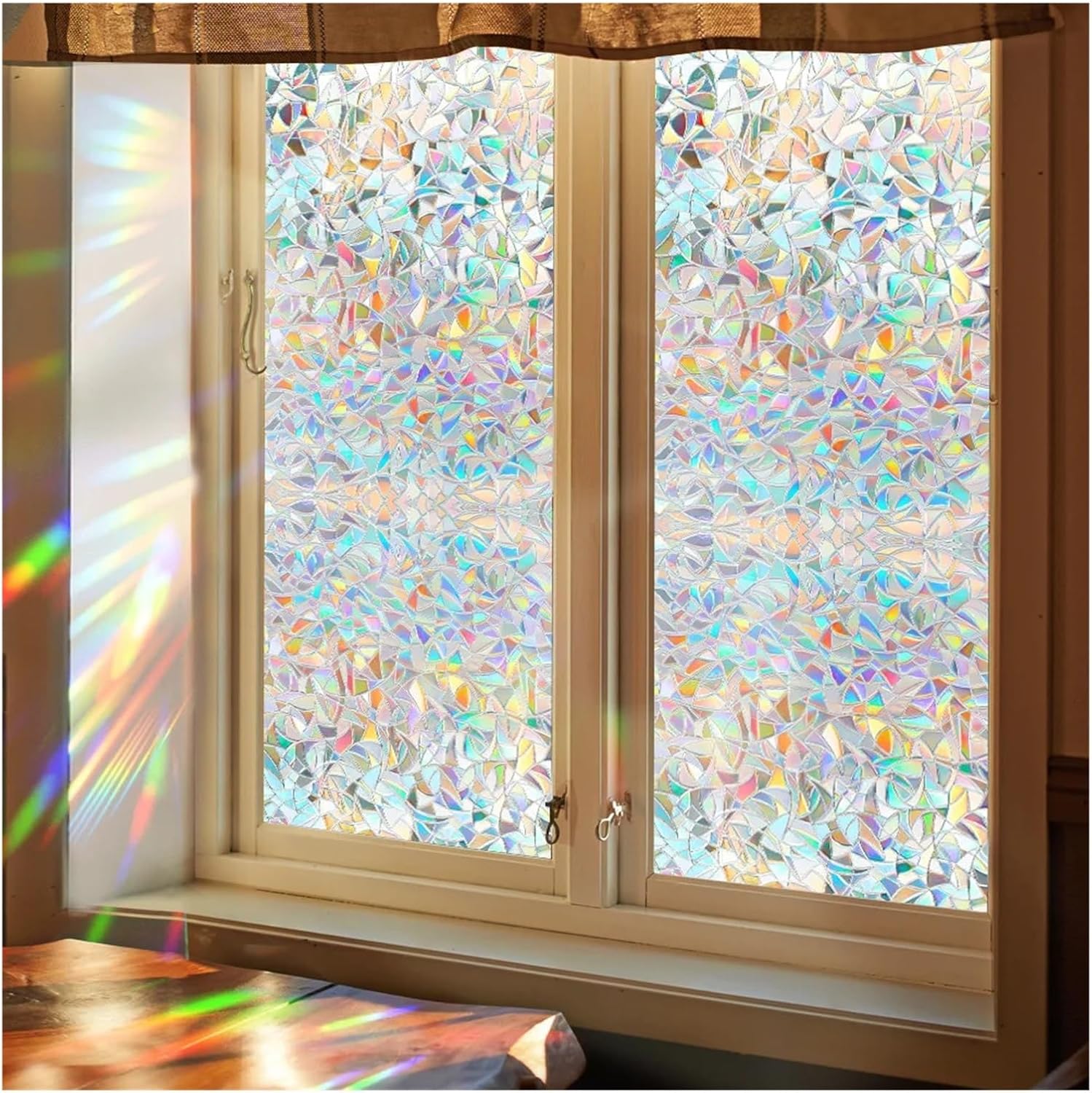 Suncatcher Static Cling Glass Stickers Film Adhesive 3D Rainbow Decal Mirror Movie Matte Foil Decor for Shower Window Privacy for Room(60cm x 3meters)