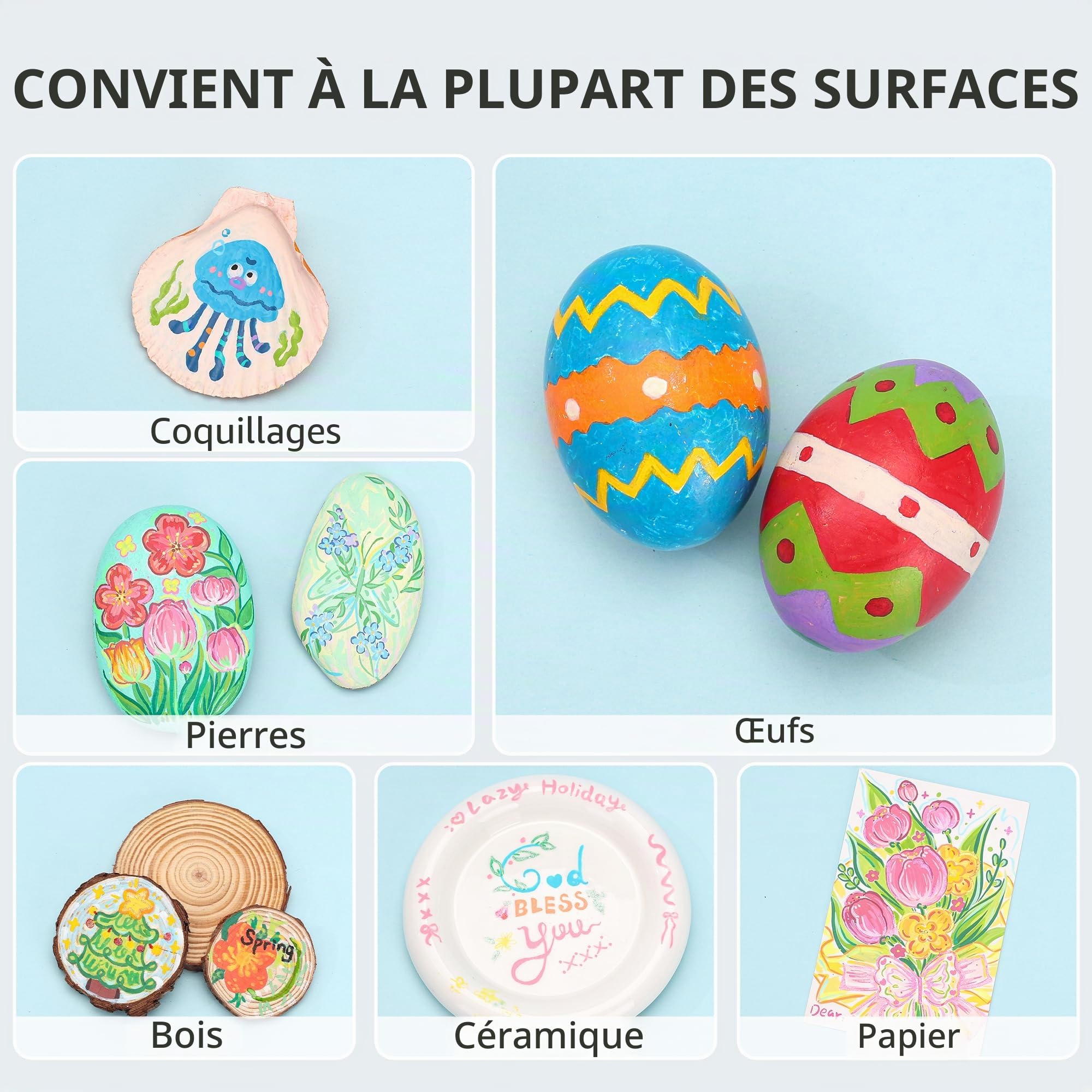 languo Lot de 192 marqueurs de peinture acrylique à pointe pinceau souple avec sac de marqueur, stylos de peinture acrylique pour tissu, bois, pierre, toile, verre, œuf, peinture sur roche, loisirs