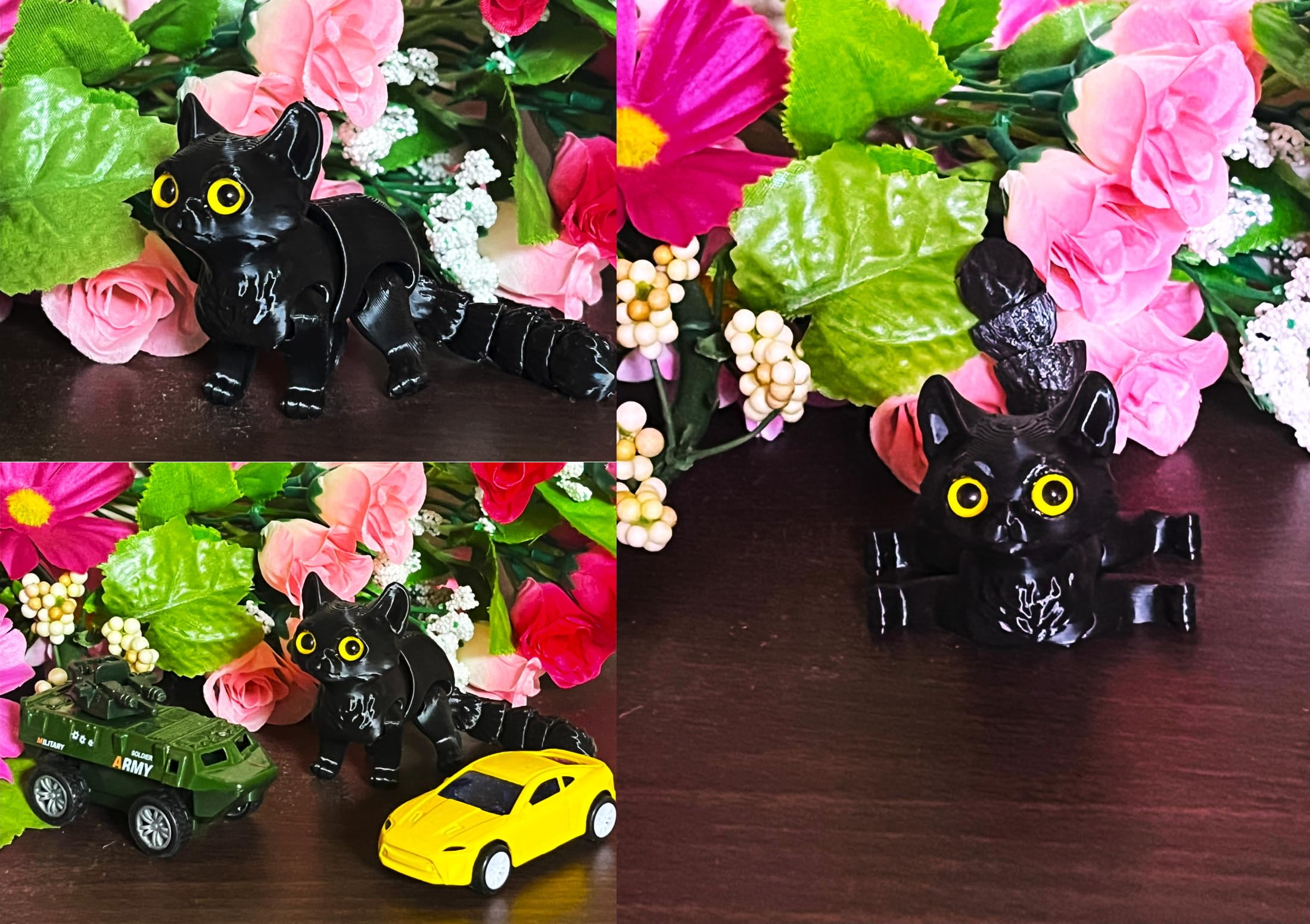 Amazon.co.jp: 黒猫 フィギュア 関節可動 ミニサイズ 全長12