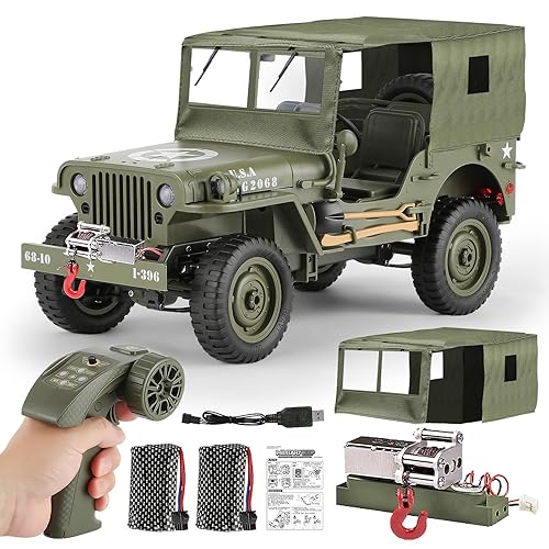 1/10 Scale RC Military SUV, Remote Control 4WD Off-Road Vehicle