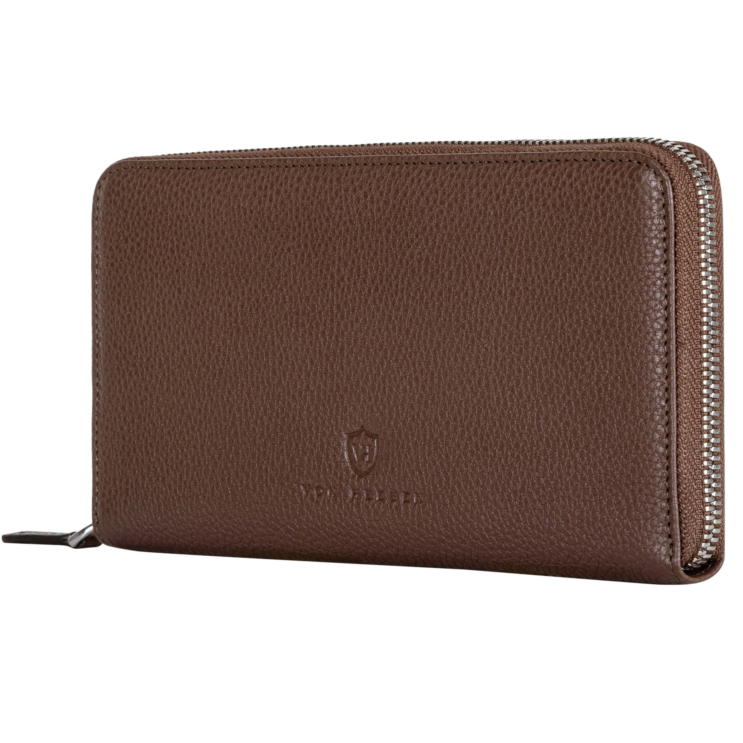 VON HEESEN Leder Geldbörse mit RFID-Schutz - Portemonnaie für Damen & Herren aus echtem Leder - Wallet mit Münzfach - Geldbeutel für Frauen und Männer in Braun