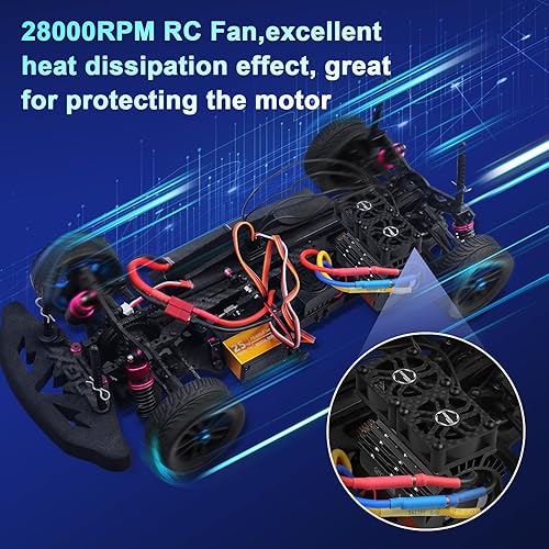 Miniatura 6 de Ventiladores de enfriamiento de motor de coche RC Surpass Hobby Ventilador doble de 30 mm con disipador de calor metálico 3650 3660 540 550