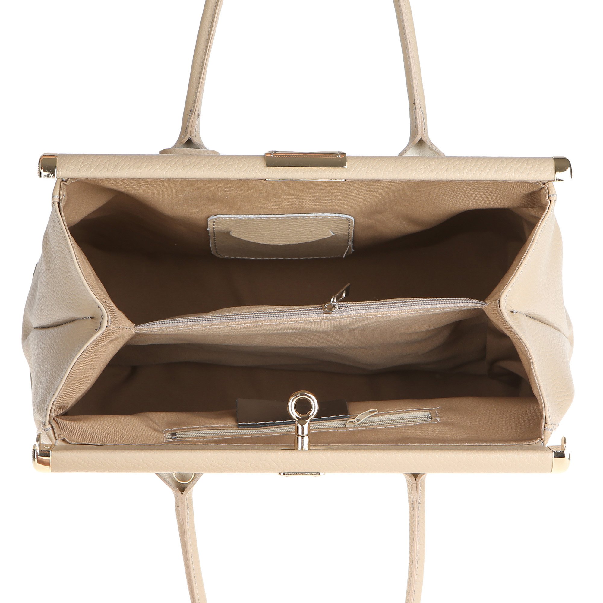 Chicca Borse Handbag Borsa a Mano da Donna con Tracolla in Vera Pelle Made in Italy 35x28x16 Cm