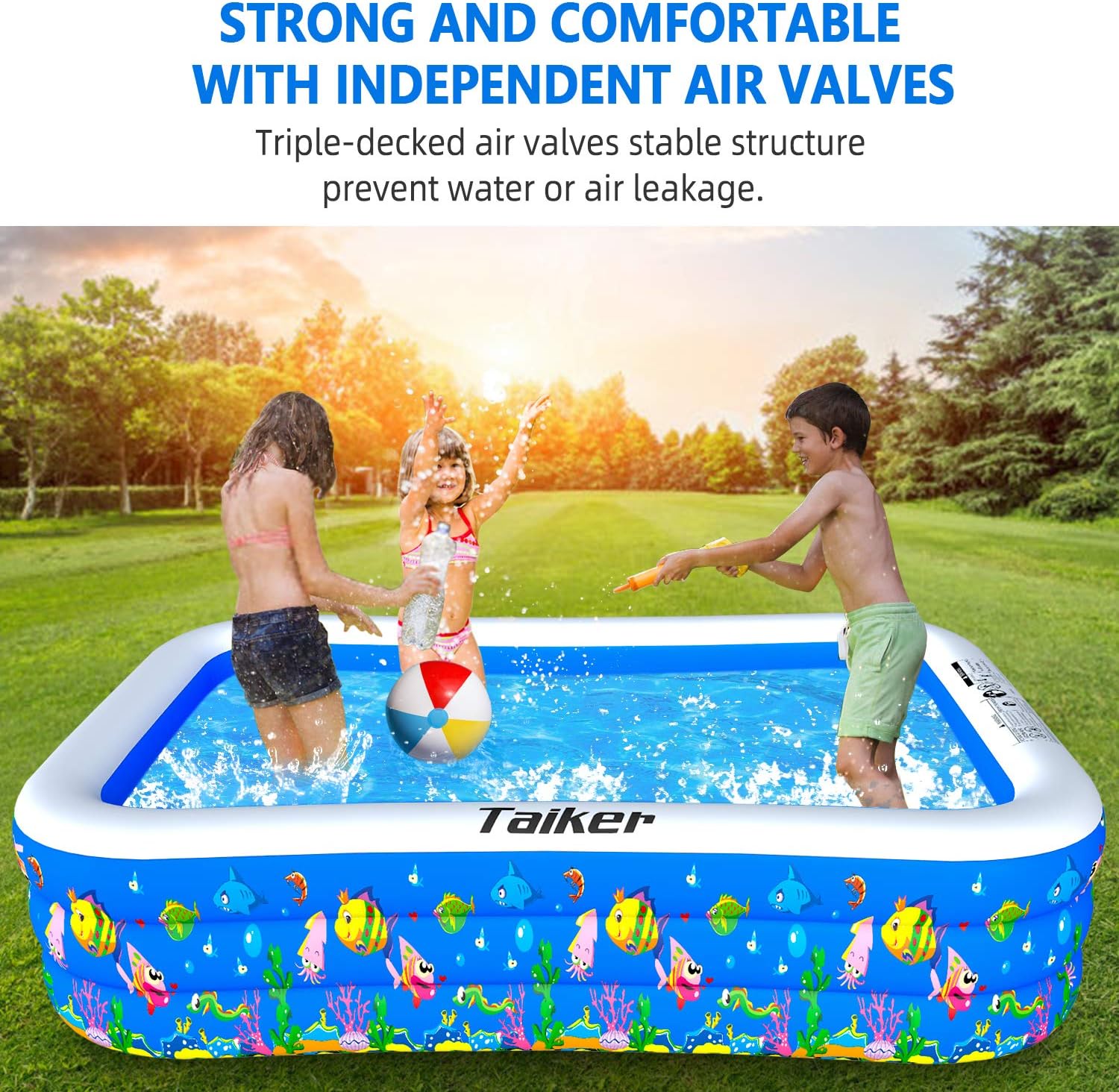 Hоttеѕt Sаlе Taiker Inflatable Swimming Pools, Kiddie Pools, Family Lounge Pools, 96'' x 57'' x 21'' Large Family Swimming Pool for Kids, Adults, Babies, Toddlers, Outdoor, Garden, Backyard