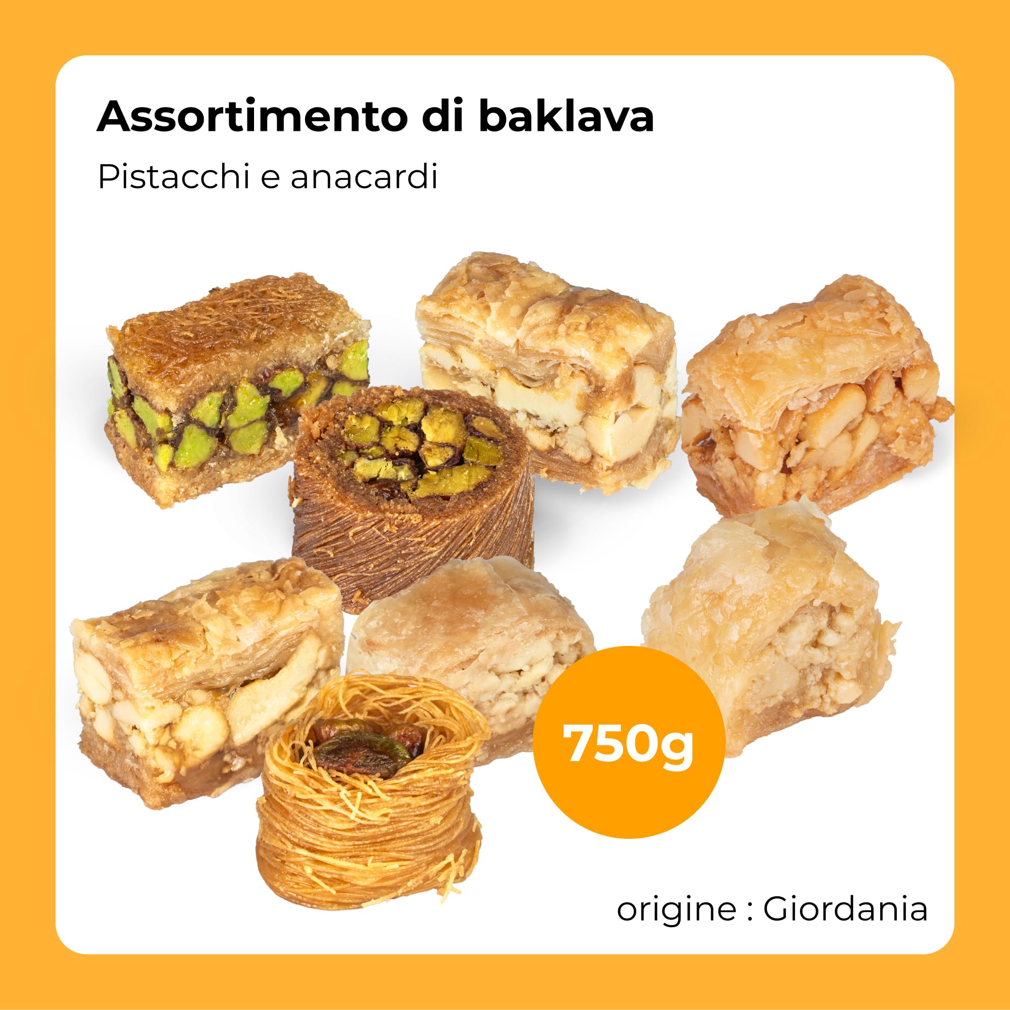 Baklava 750g, 68 Piezas | Surtido Dulces Orientales | Mezcla de Baklava con Pistachos y Anacardos | Elegante caja de regalo I Sin conservantes, sin aditivos, sin colorantes I Dulces Árabes