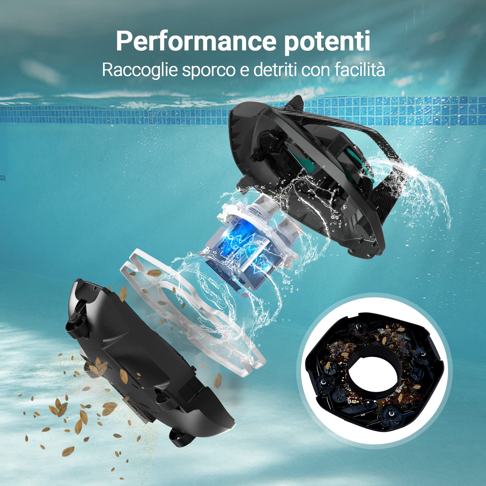 AIPER Seagull SE - Robot Piscina senza Fili, Motore Dual-Drive, Avvio One-Click, AutoParcheggio, Ricarica Veloce, Durata fino 90 min, piscine max 80 m, Gancio Recupero/2x Spazzole/2x Ruote, Grigio