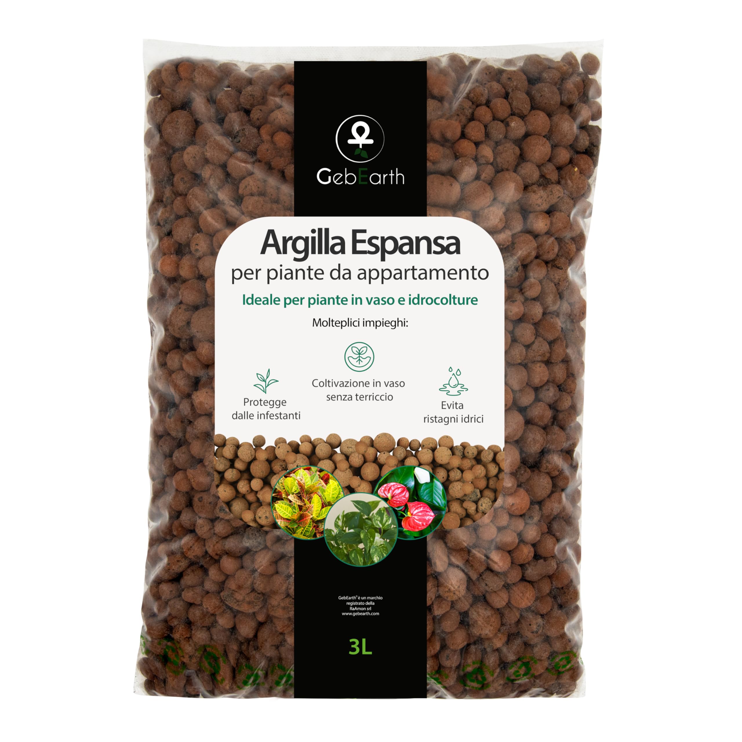GebEarth® - Arcilla Expandida para Plantas en Maceta de 3 litros, pH controlado para Uso Profesional, Arcilla esférica Ideal también para Cultivos Semi-hidropónicos, Acolchado y decoración [1500g].