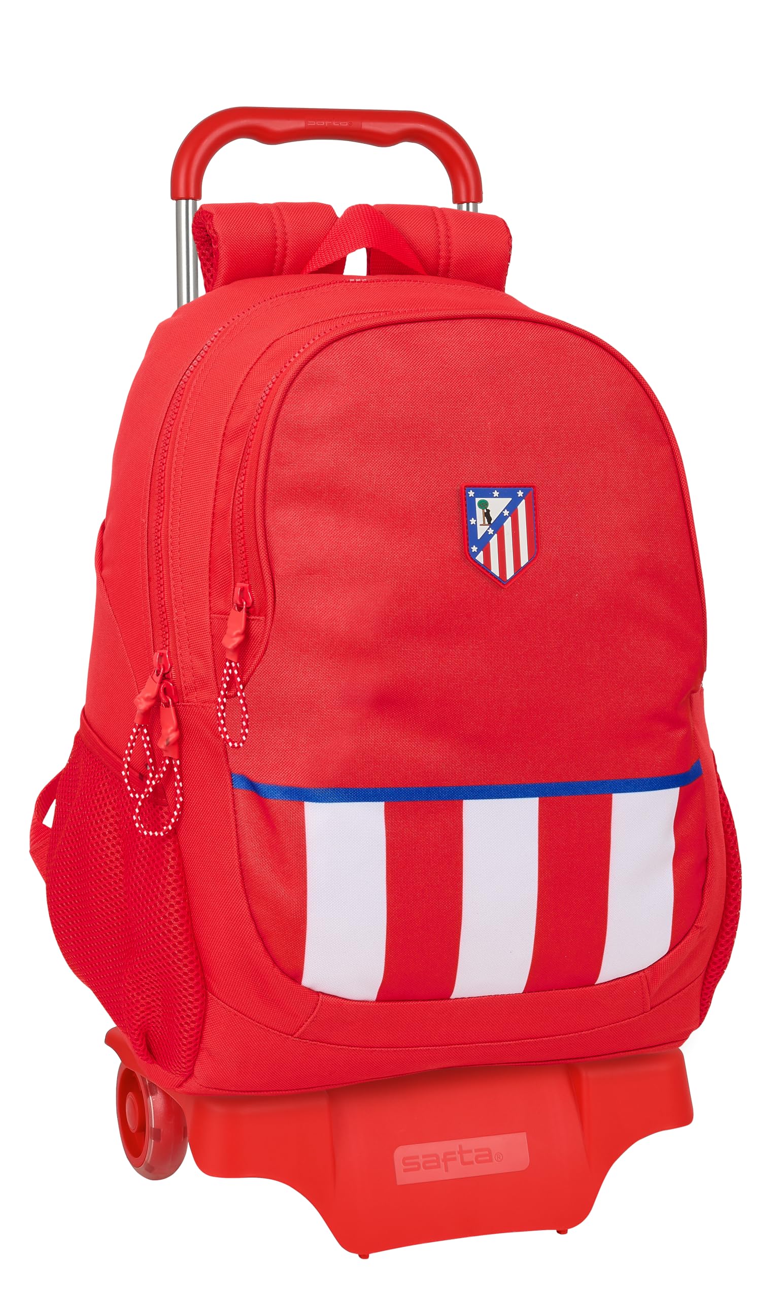 Safta ATLÉTICO DE MADRID - Mochila Escolar con Carro, Ideal para Niños de Diferentes Edades, Cómoda y Versátil, Calidad y Resistencia, 33x15x43 cm, Color Rojo