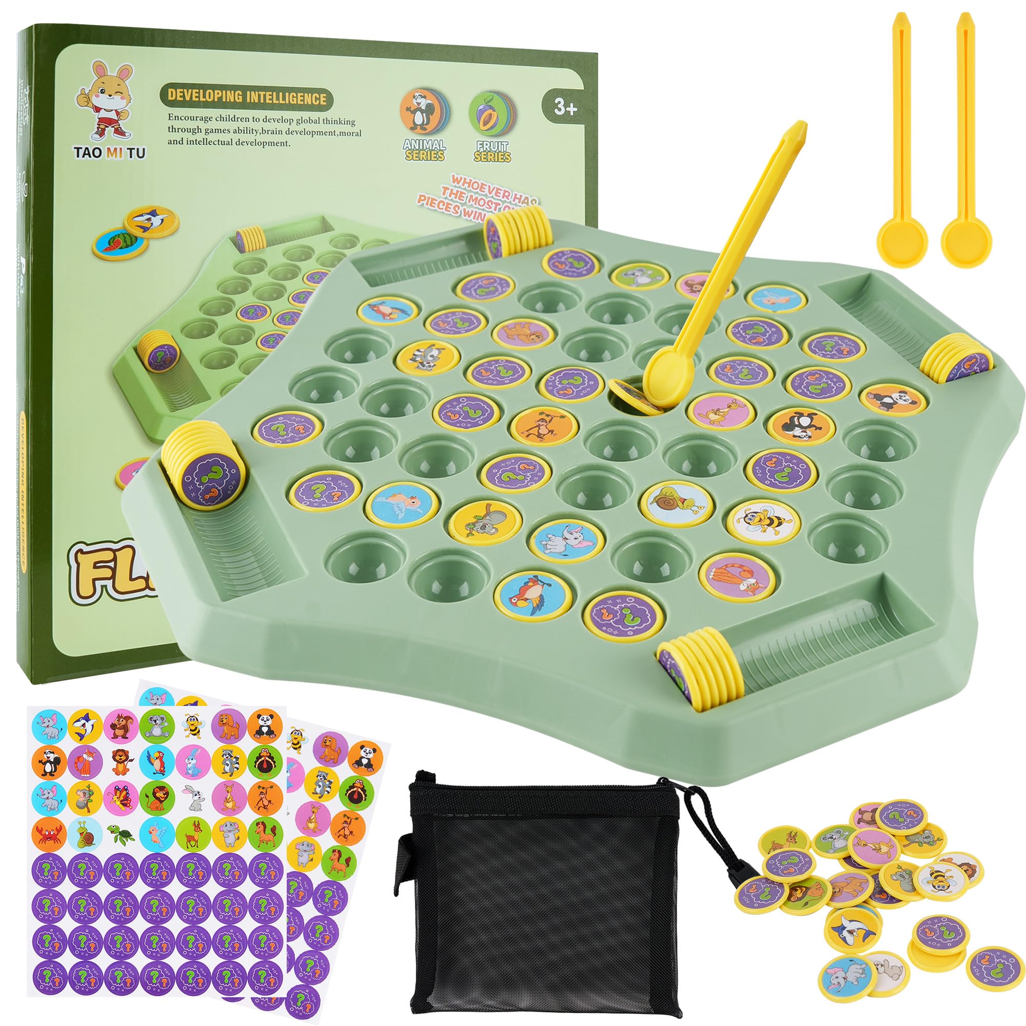 TINYLENS Memory Matching Game, 52-Slot Flip Chess Board with Extra Pieces, Educational Match Game for Kids & Toddlers, Travel-Friendly, 2–4 Players (