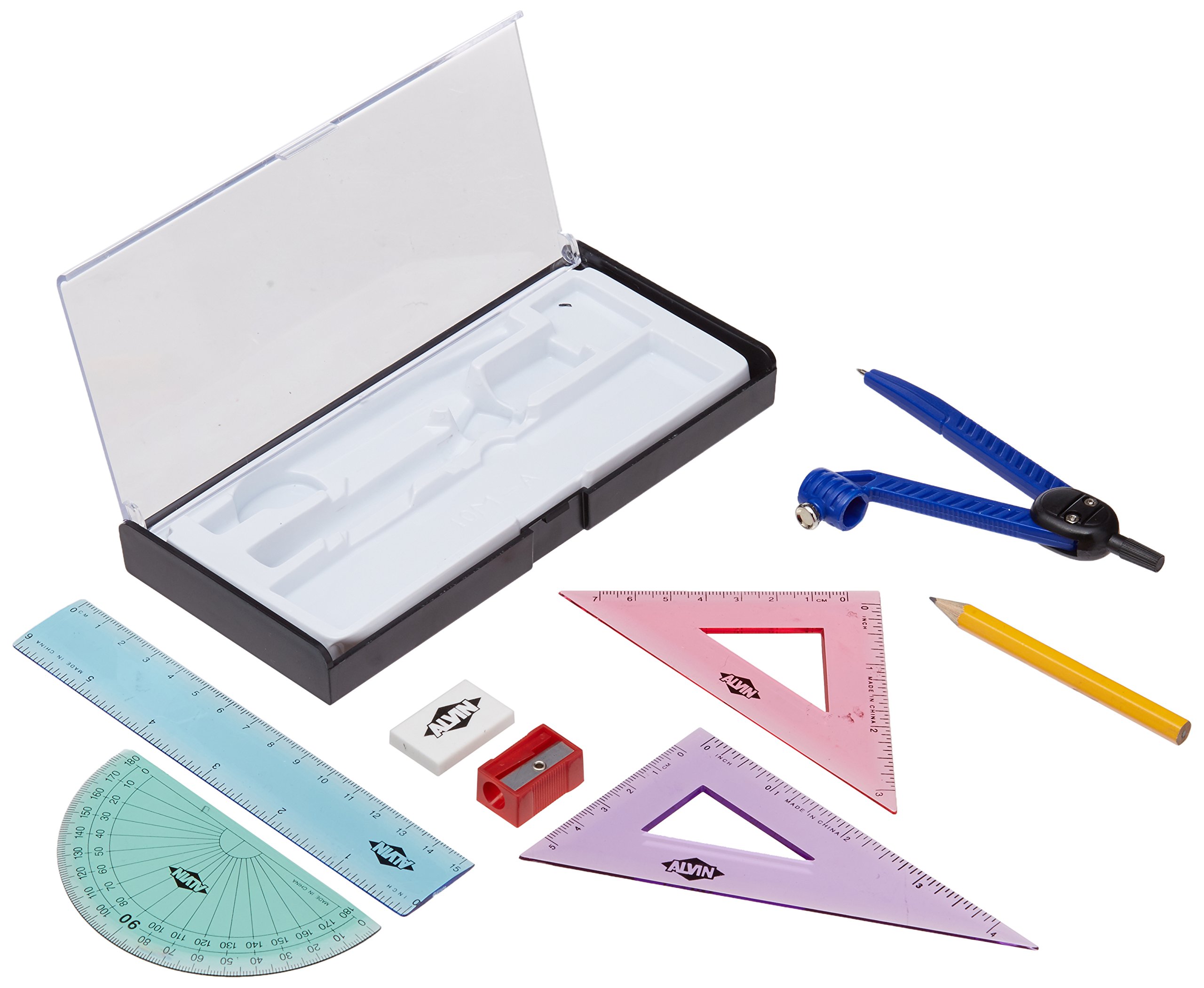 Alvin, Geometry Set with Compass, Economical Drafting Tool - 8 Pieces