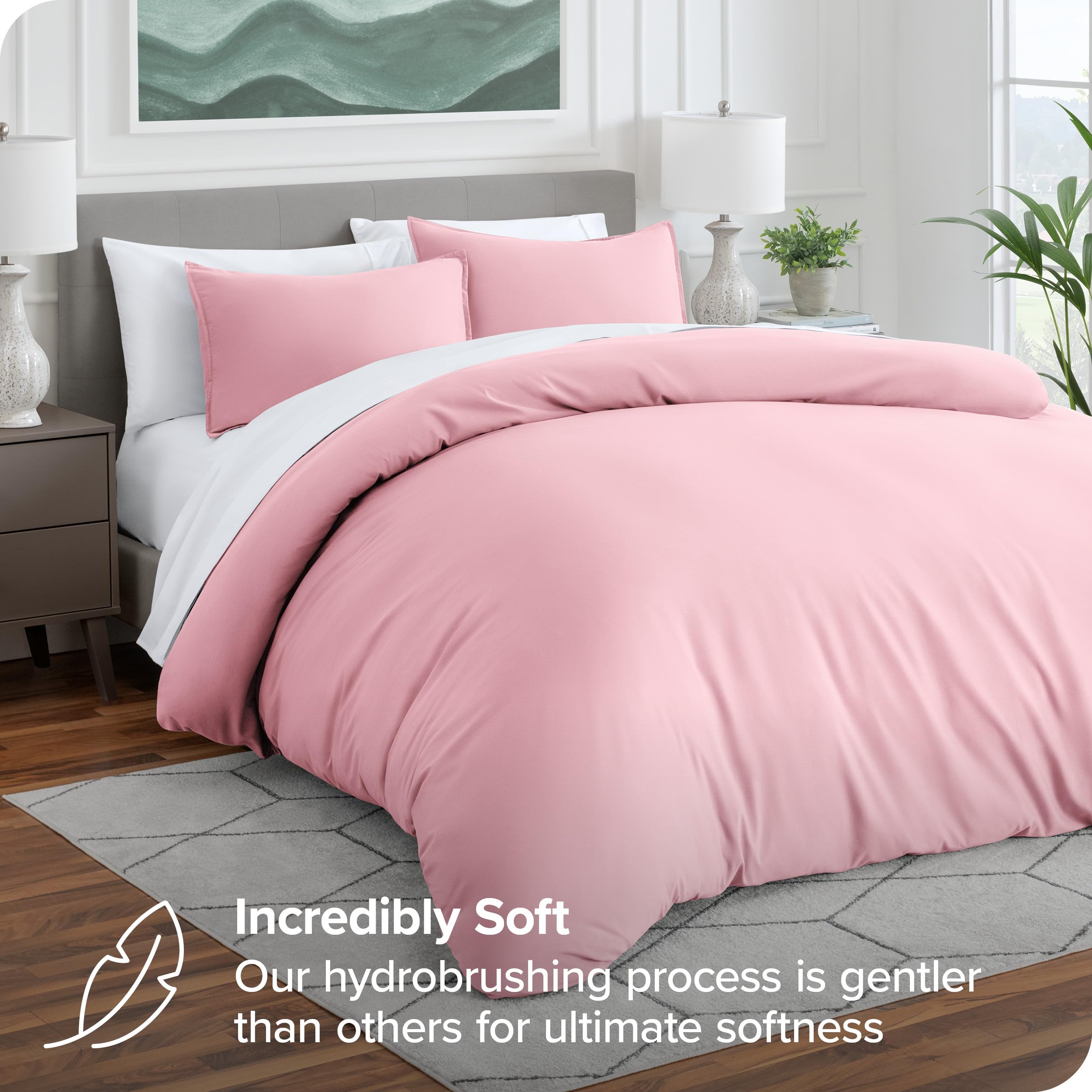 Bare Home Premium 1800 Ultra-Soft Duvet Set, Single Size, Lightweight, Cooling, Bed Duvet Cover with 1 Pillowcase (Single - Image 3