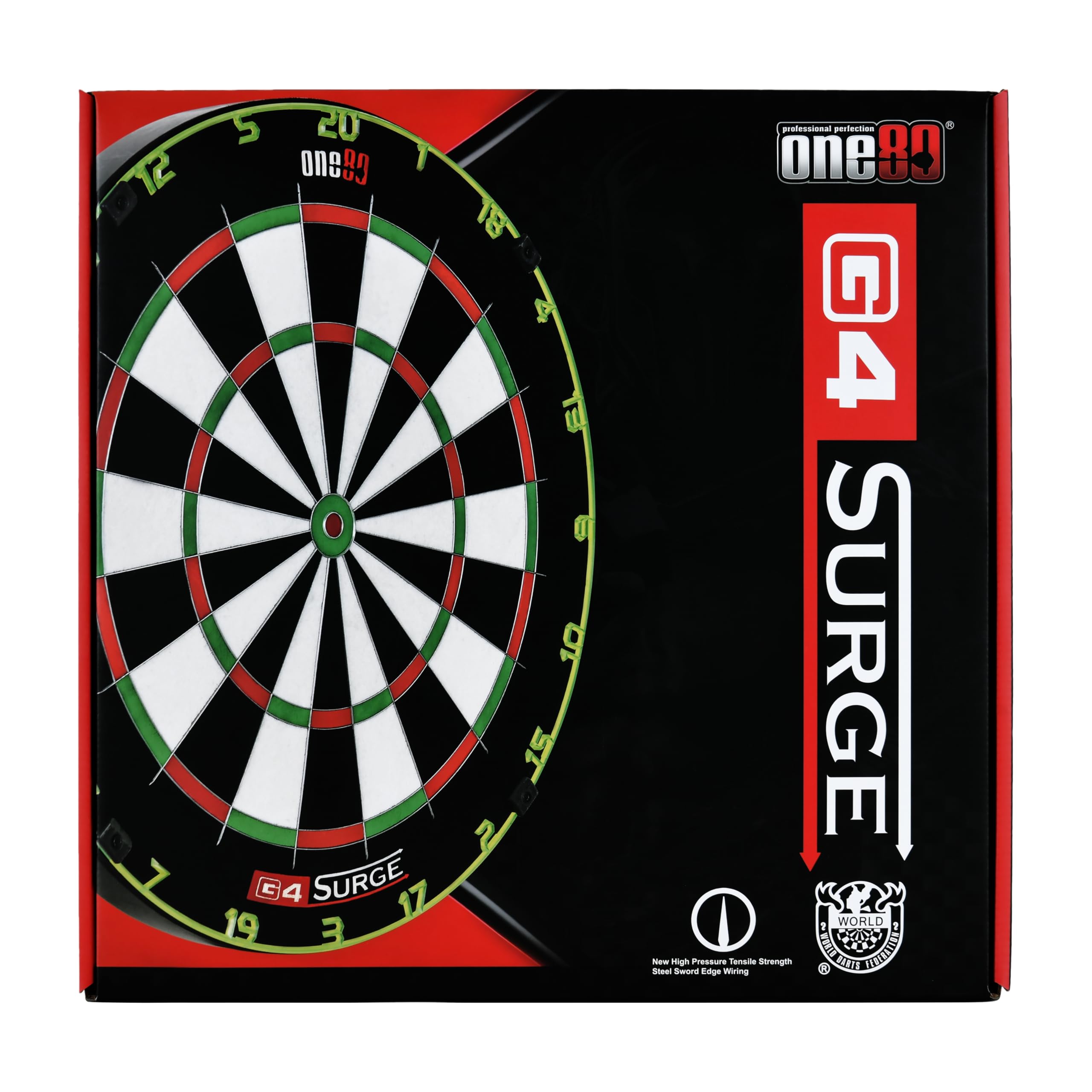 ONE80 Gladiator 4 G4 Dartboard – Profi Dartscheibe aus Sisal | Turnier Dartboard mit Spiderless-Technologie für Steel Darts | Bristle Board für Wettkampf & Training