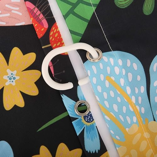 Miniatura 3 de LIVILAN Cortina de ducha de animales de la selva para niños, hojas florales de bosque y bosques para decoración de baño, 72 pulgadas de ancho x 72