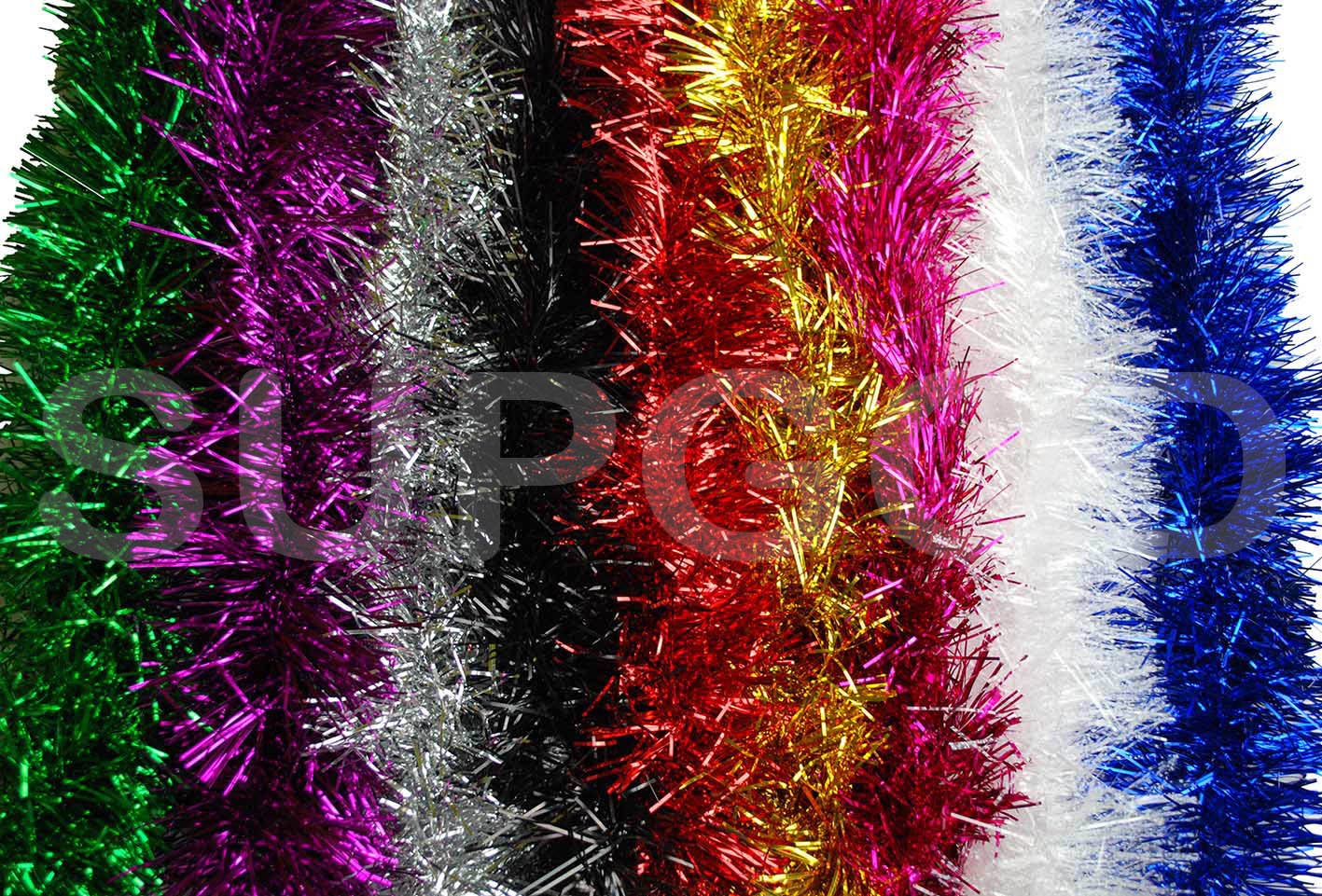 Supgod 2M Black Tinsel - Shiny Tinsel For Christmas Trees And Decoration, 2M Long, 11Cm Wide. Available In 9 Colours, Red, White, Blue, Gold, Silver, Pink, Purple, Black, Green (2M Gold) By