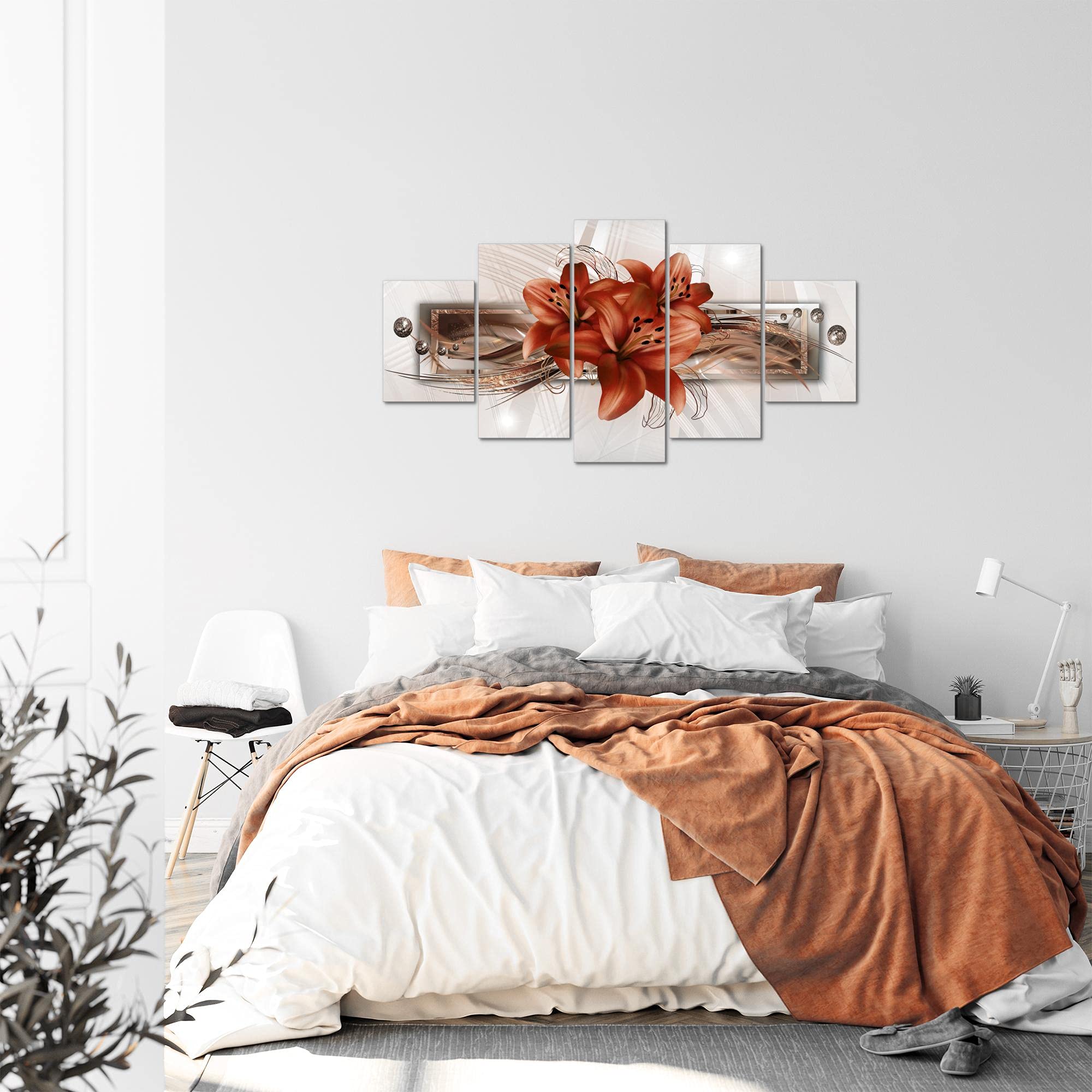 Quadro Murale Su Tela Non Tessuta Runa Art - Fiori Gigli Astratti, 5