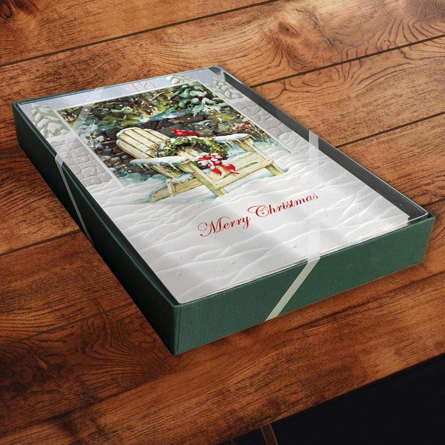 Pumpernickel Press Embossed Christmas Scripture Greeting Cards Boxed Set – “Inviting Adirondack” – 16 Deluxe Cards & Envelopes, Bible Verse, Eco-Friendly, Made in USA, Multi-Level Embossing