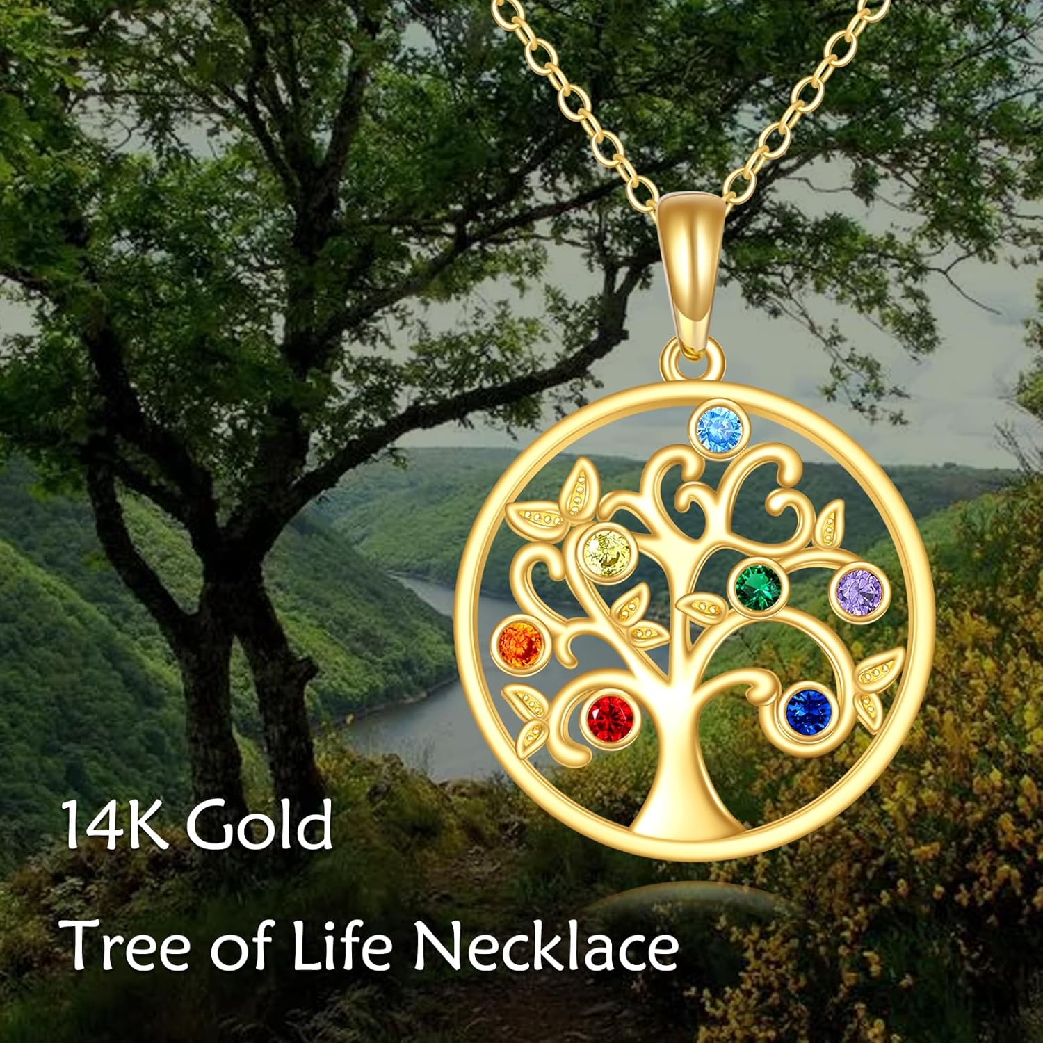 KECHO 14K Solid Gold Tree of Life Pendant Necklace 14K Real Gold Jewelry Anniversary Christmas Birthday Gifts for Women
