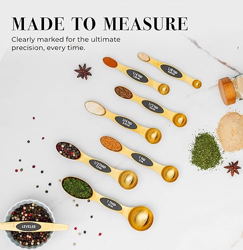 Miniatura 4 de Juego de cucharas medidoras magnéticas, cucharas medidoras de acero inoxidable, juego de cucharas medidoras magnéticas, cucharas medidoras doradas