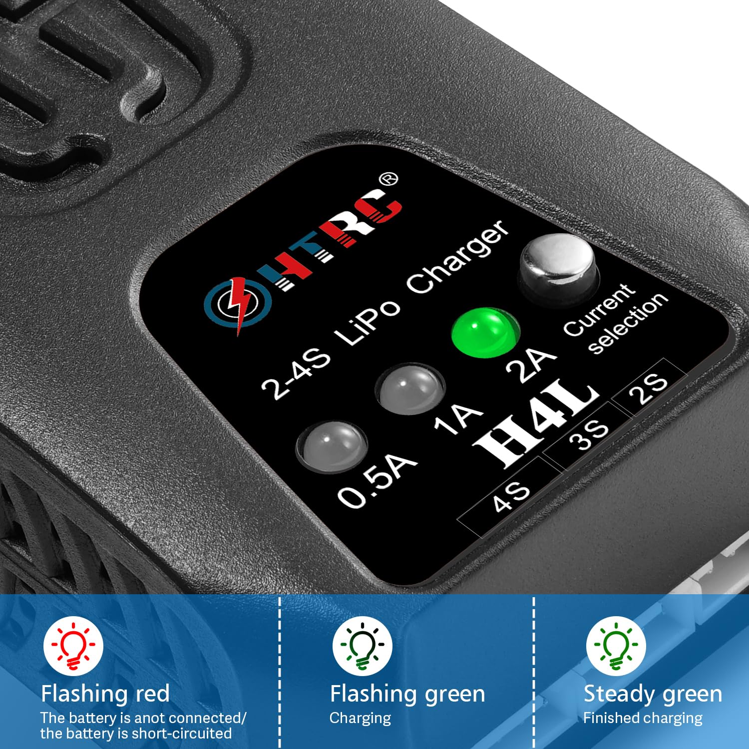 HTRC Chargeur Lipo 20W Pour Batteries 2S/3S (7.4V-11.1V) – Équilibreur Intelligent Avec Protection Surcharge, Compatible RC Voiture/bateau/drone/airsoft, 110-240V, Ignifuge