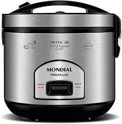 Panela Elétrica de Arroz, Mondial, Preto/Inox, 700W, 110V - PE-42-10X
