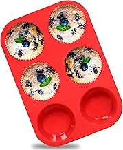 Anaeat Silicone Muffin Pan - 6 Cups Non-Stick Cupcake Molds, Food Grade Silicone Baking Tray for Making Egg Muffin, Cupcake, Quiches, Tart and Desserts, Reusable Muffin Tin Just Pop Out