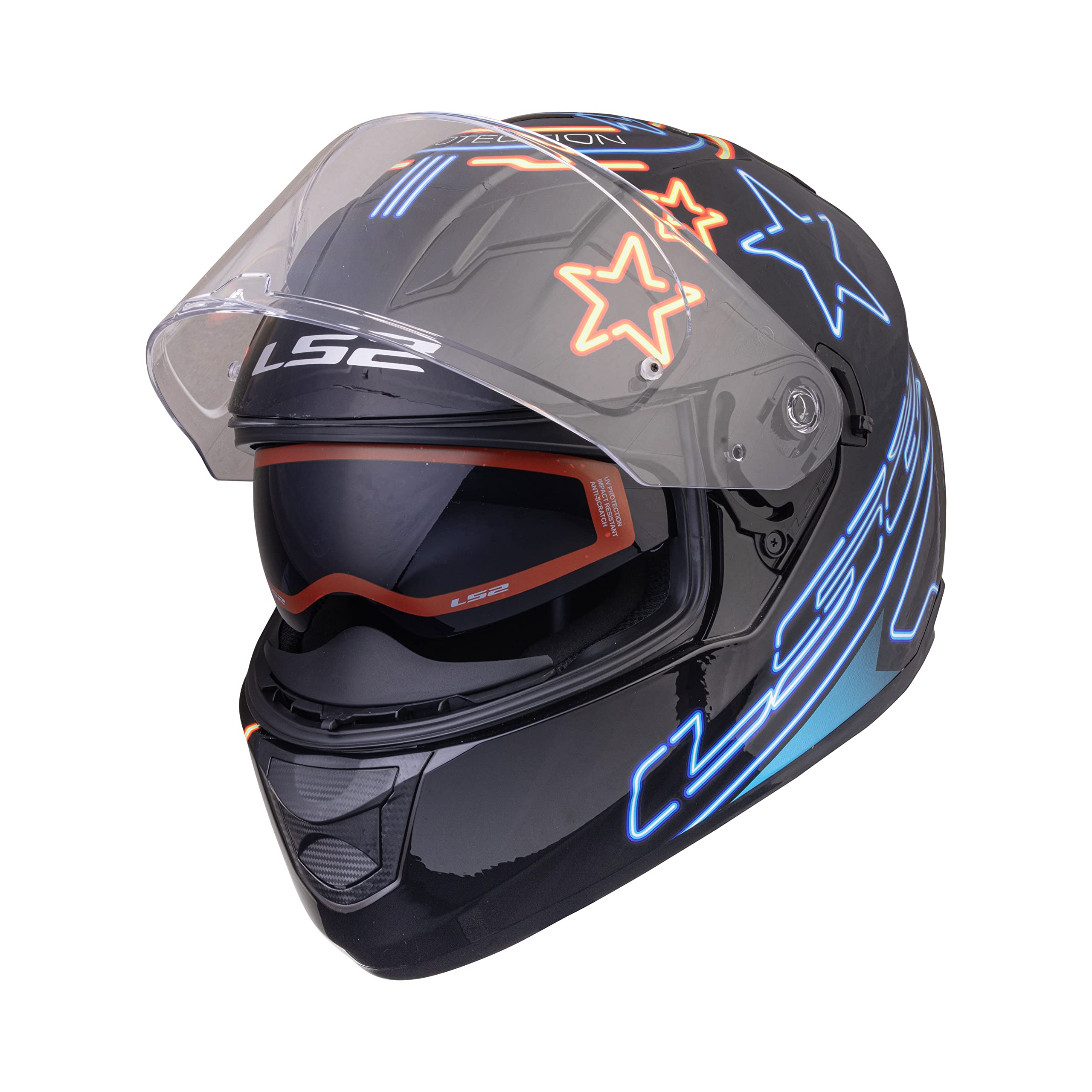 LS2Helmets - FF320 Stream Evo - Neon - Gloss Black Blue Fluo Orange - Dual Visor Full Face Helmet