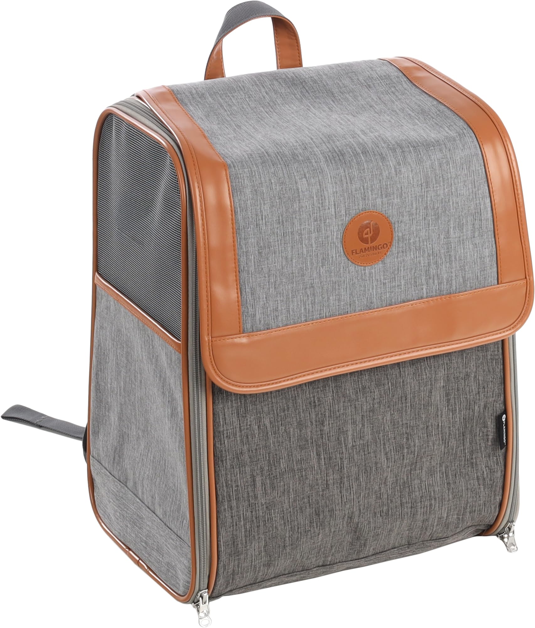Flamingo Sac à Dos pour Animaux Tanana Gris - 35x25x42cm - Confortable, Ventilé et Sécurisé - Idéal pour Chiens et Chats de Petite Taille