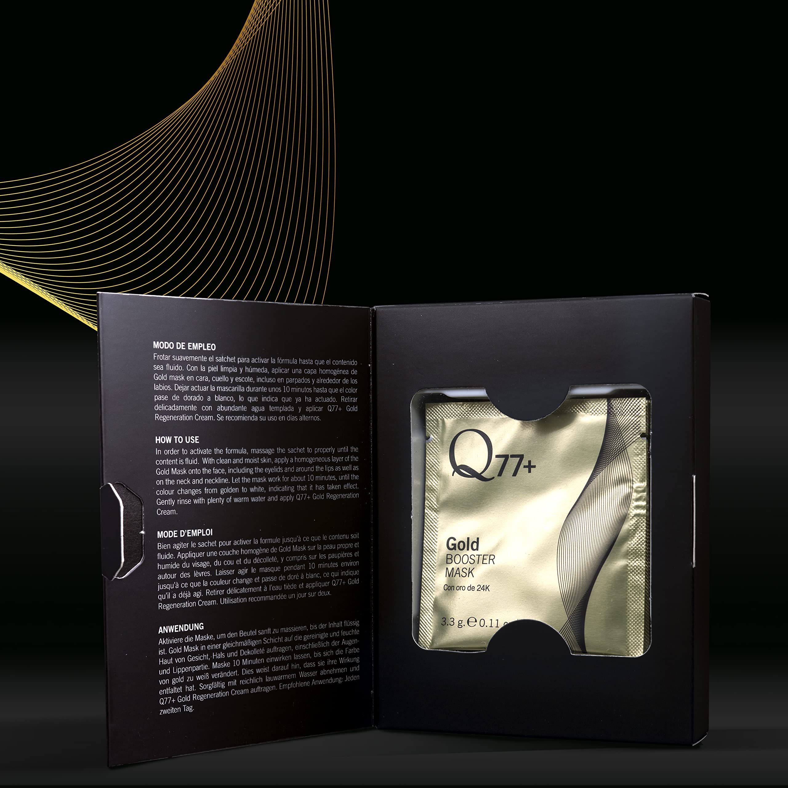 Mascarilla Facial - Gold Booster Mask - Efecto Lifting Instantáneo - Elaborada con Partículas de Oro, Vitaminas y Aceites Esenciales - Actúa y Reduce las Arrugas - Formato de 10 Sobres