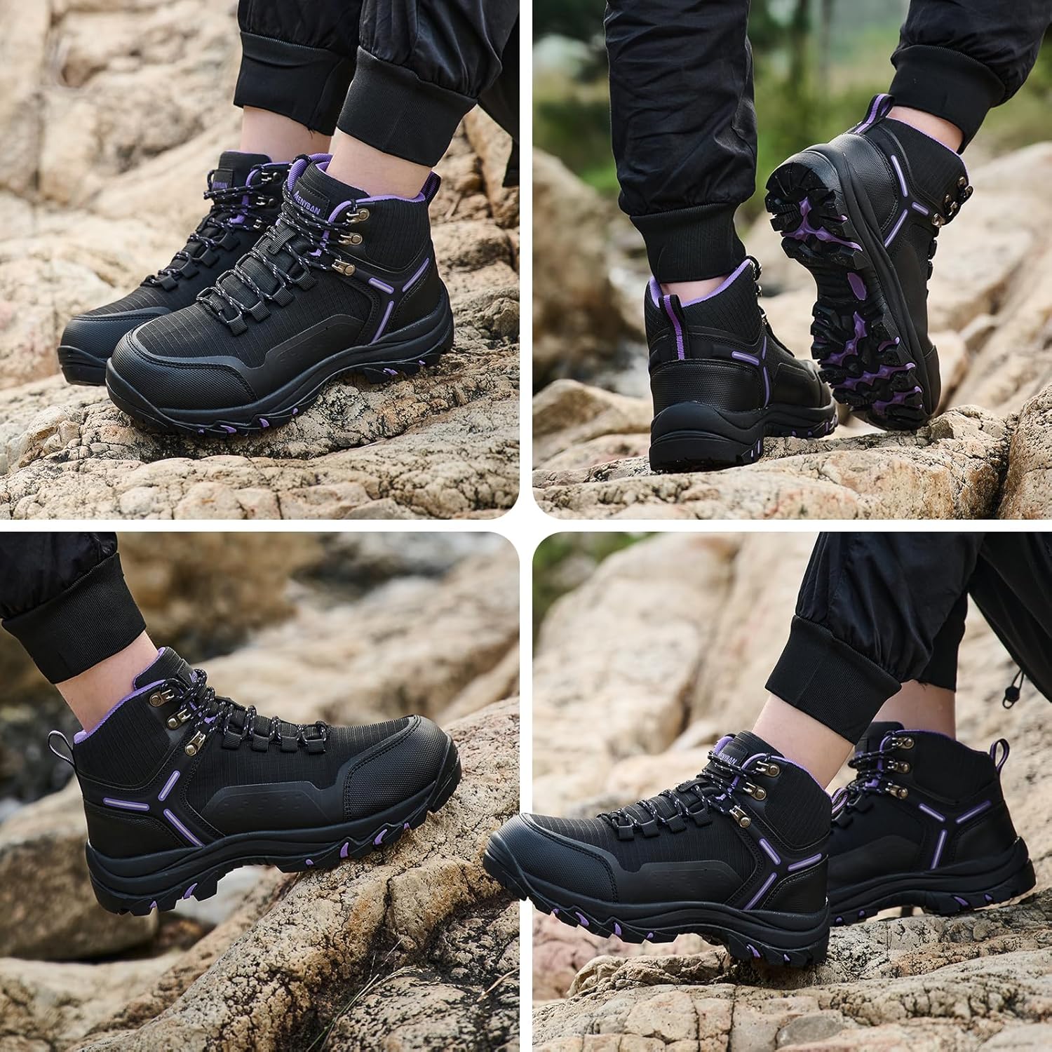 Women's Waterproof Hiking Boots Non-Slip Traction Ankle Support Breathable All-Day Comfort for Outdoor Trekking Camping Trail Walking