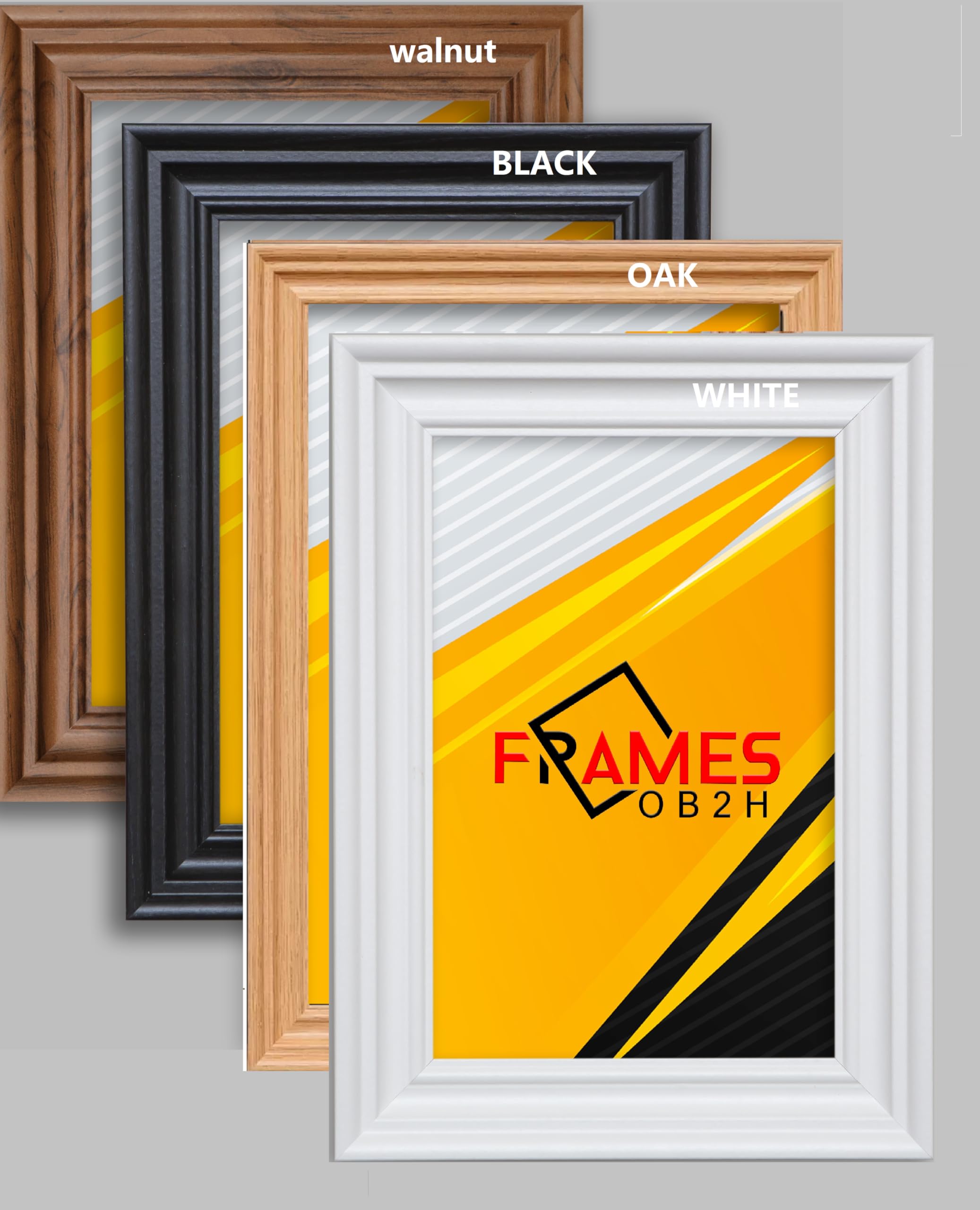 Ob2h White Swept Transitional Black/White/Oak/Walnut, Poster,Picture,Photo Frame A1/A2/A3/A4/A5 (Transitional, 24X18 Inch)