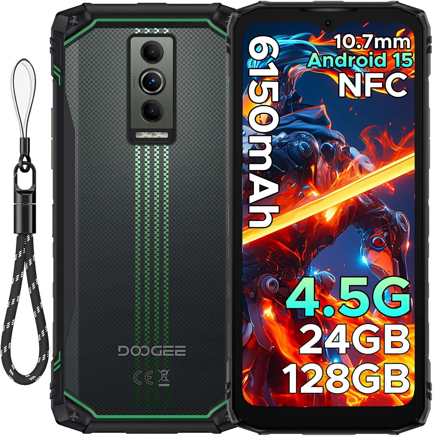 DOOGEE Blade10 Energy Android 15 Rugged Smartphone 4.5G,10.7mm Ultra-Thin,24GB+128GB/TF 2TB Octa Core Rugged Phone,6.56″HD+ 90Hz,16MP Camera,IP68/IP69K Waterproof Phone,6150mAh/Widevine L1/NFC/Face ID DOOGEE Blade10 Energy Android 15 Rugged Smartphone 4.5G,10.7mm Ultra-Thin,24GB+128GB/TF 2TB Octa Core Rugged Phone,6.56″HD+ 90Hz,16MP Camera,IP68/IP69K Waterproof Phone,6150mAh/Widevine L1/NFC/Face ID