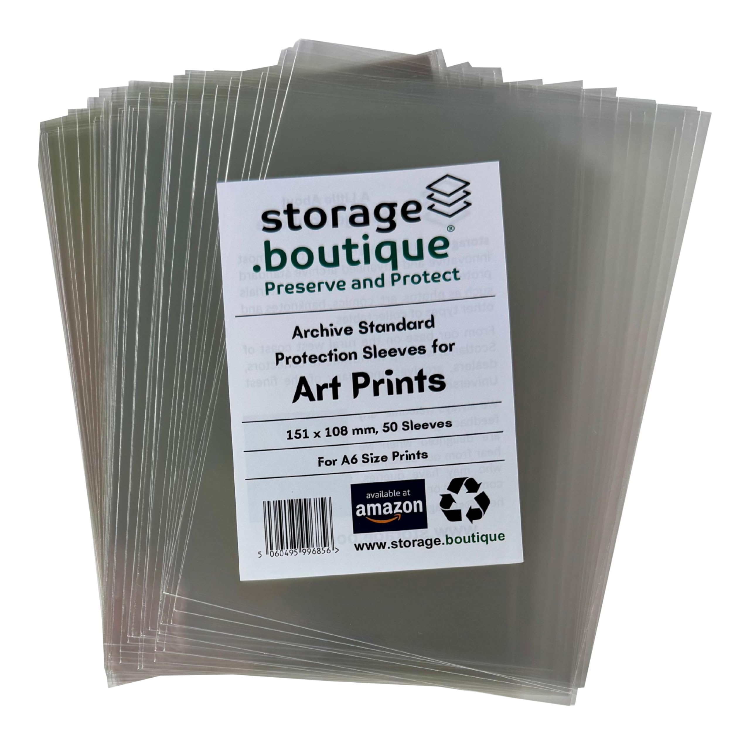 storage.boutique Art Print Protection Sleeves, Archive Standard, Acid Free, A6 Size, 151 x 108 mm, 50 — image 1
