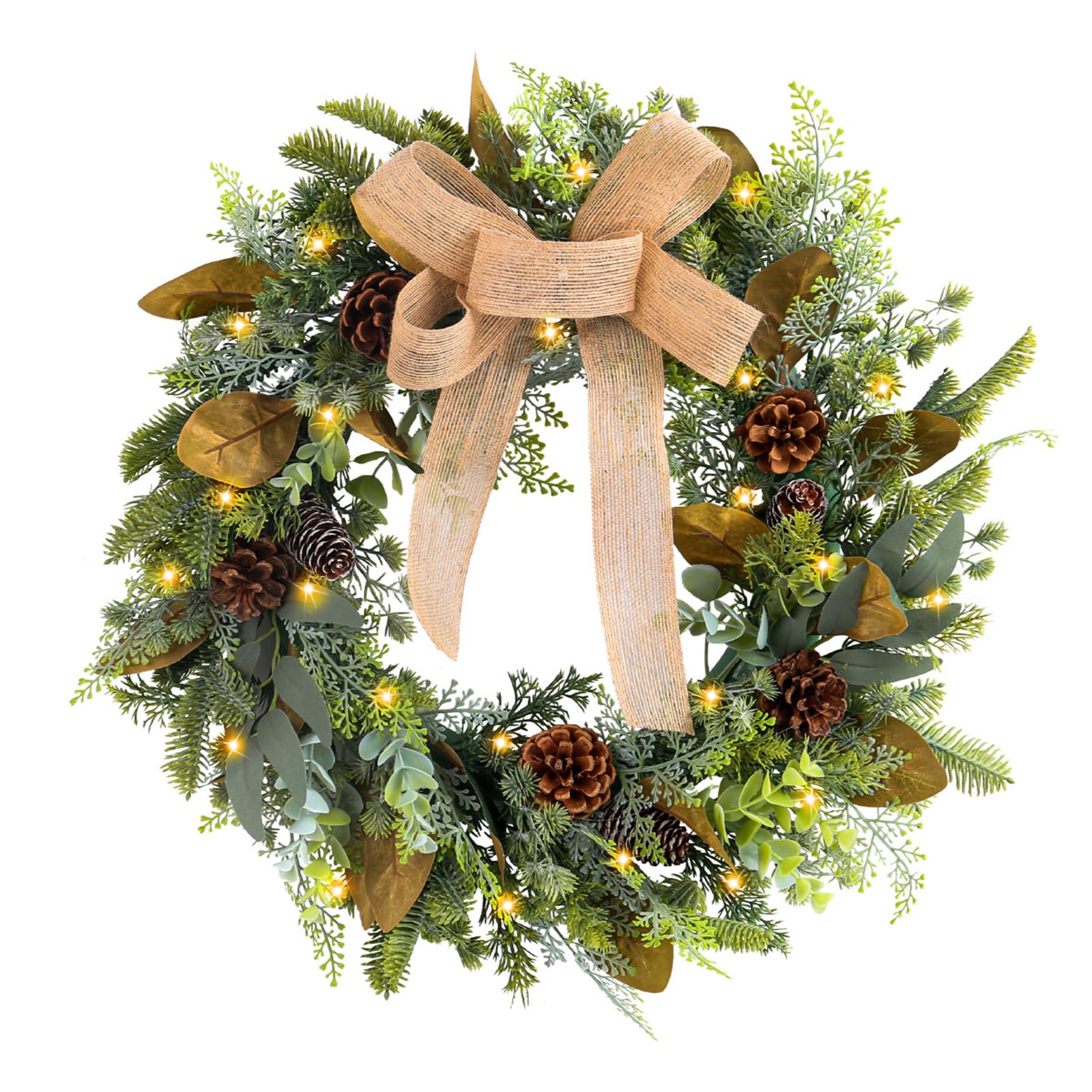 Jazuaiao Christmas Wreath with Green Leaves and Bowknot Designs for Vibranting Doorways Embellishment Daily Use Festival Holiday Decoration