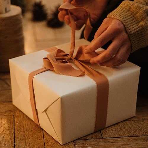 Miniatura 6 de 4 rollos de cinta de Navidad, 1.5 pulgadas x 7 yardas, cinta de gasa de Navidad hecha a mano con flecos para envoltura de regalos de Navidad, boda,