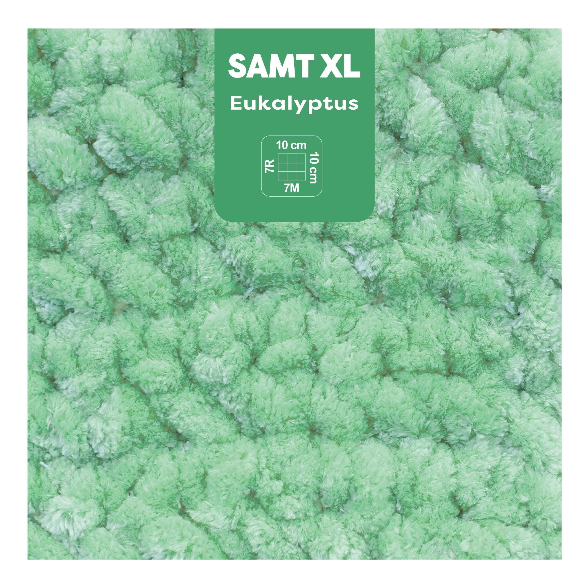 myboshi Samt XL, kuscheliges, extra dickes Chenillegarn, super chunky, zum Häkeln und Stricken, XXL-Knäuel, 100g, Ll 40m, Grün (Eukalyptus), 5 Knäuel