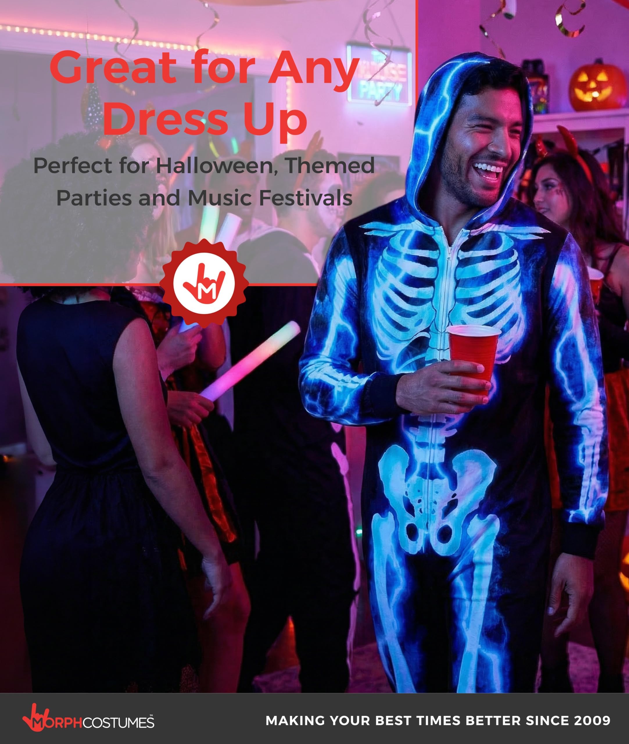 Morph Disfraz Esqueleto Hombre, Disfraz Halloween Hombre