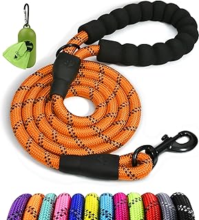 Taglory Hundeleine mit bequemen gepolsterten Griff, robuste Hundeleine zum Trainieren und Gassi gehen, 180×1.2cm Reflektierend Führleine aus weichem Nylon für große Hunde, orange product image