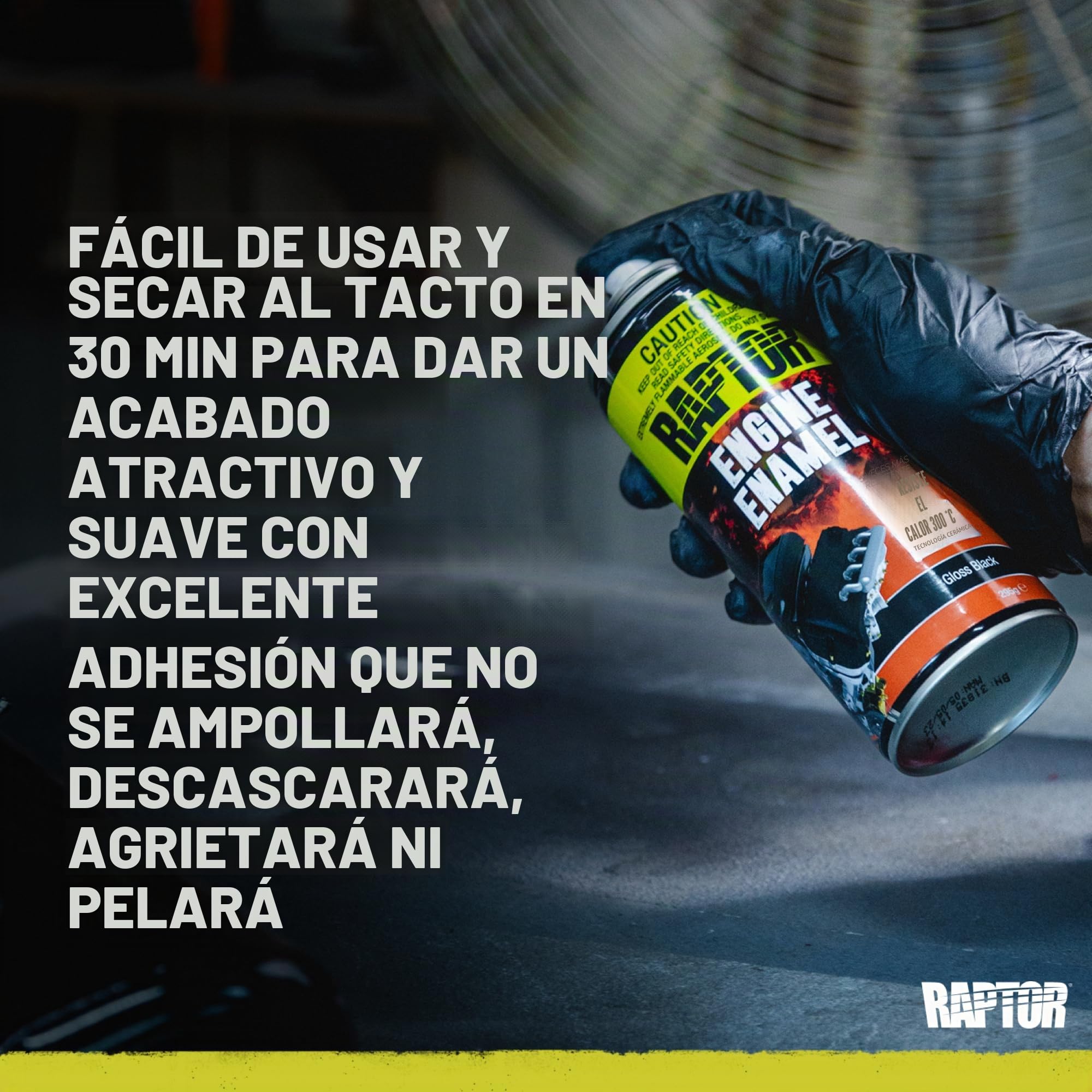 U-POL Raptor Engine Enamel | Pintura 1K Spray Para Motor | Resistente al Calor Hasta 300 °C | Protección Contra el Calor, Aceite y Líquidos en Compartimento del Vehículo