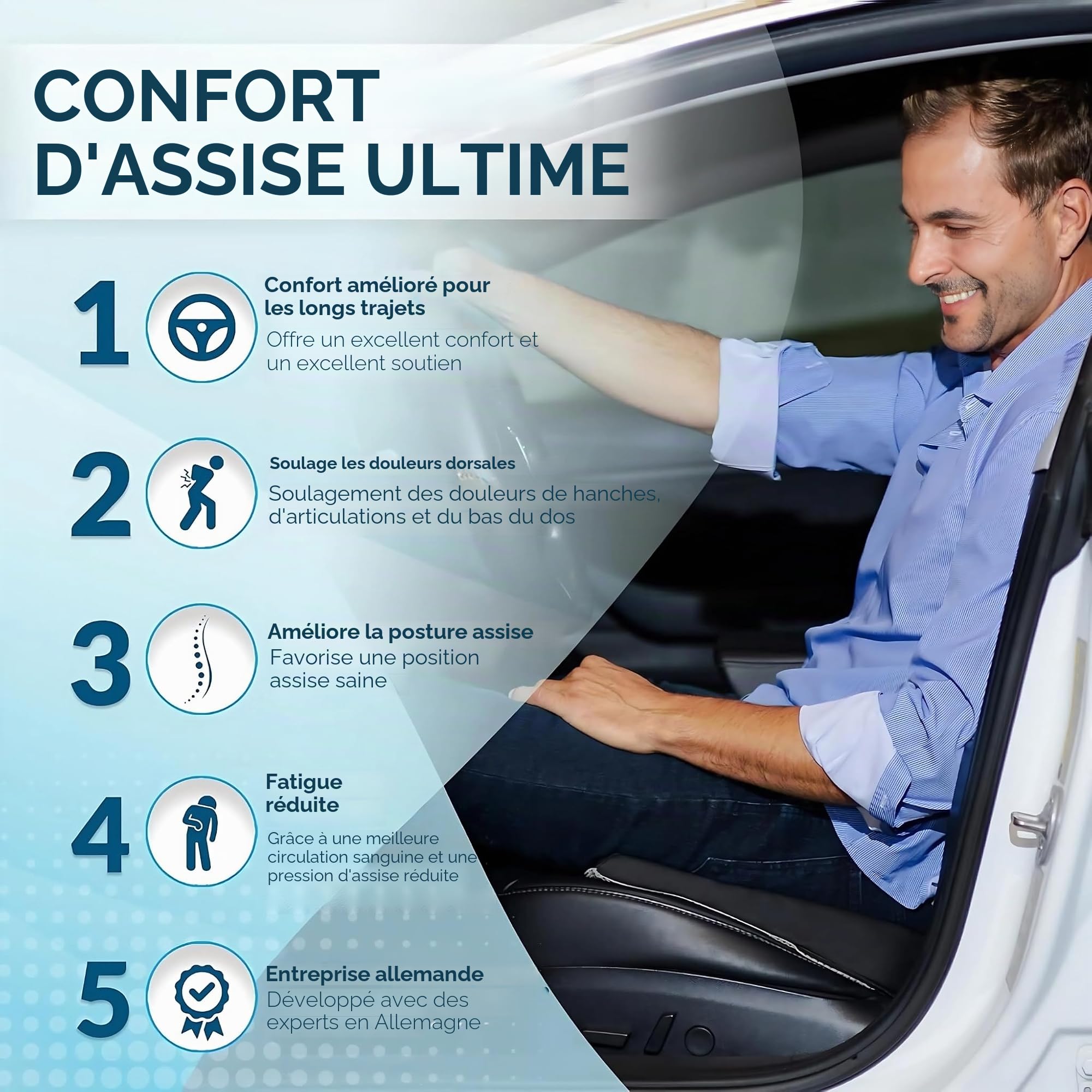 Healthfix® Coussin de soutien lombaire pour voiture | Coussin de dos pour aider à améliorer la posture (doux)