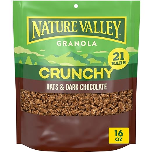 Nature Valley Crunchy Granola, Oats and Dark Chocolate Granola, Resealable Snack Pouch, 16 oz