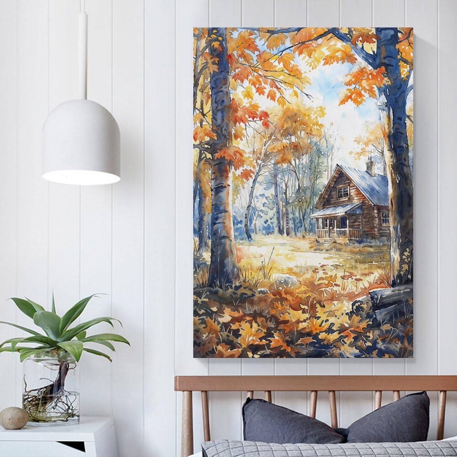RRTYVFD Secluded Autumn Cabin House Decoration for Living Room Living Room & Bathroom Decor Wall Decoration 08x12inch(20x30cm)
