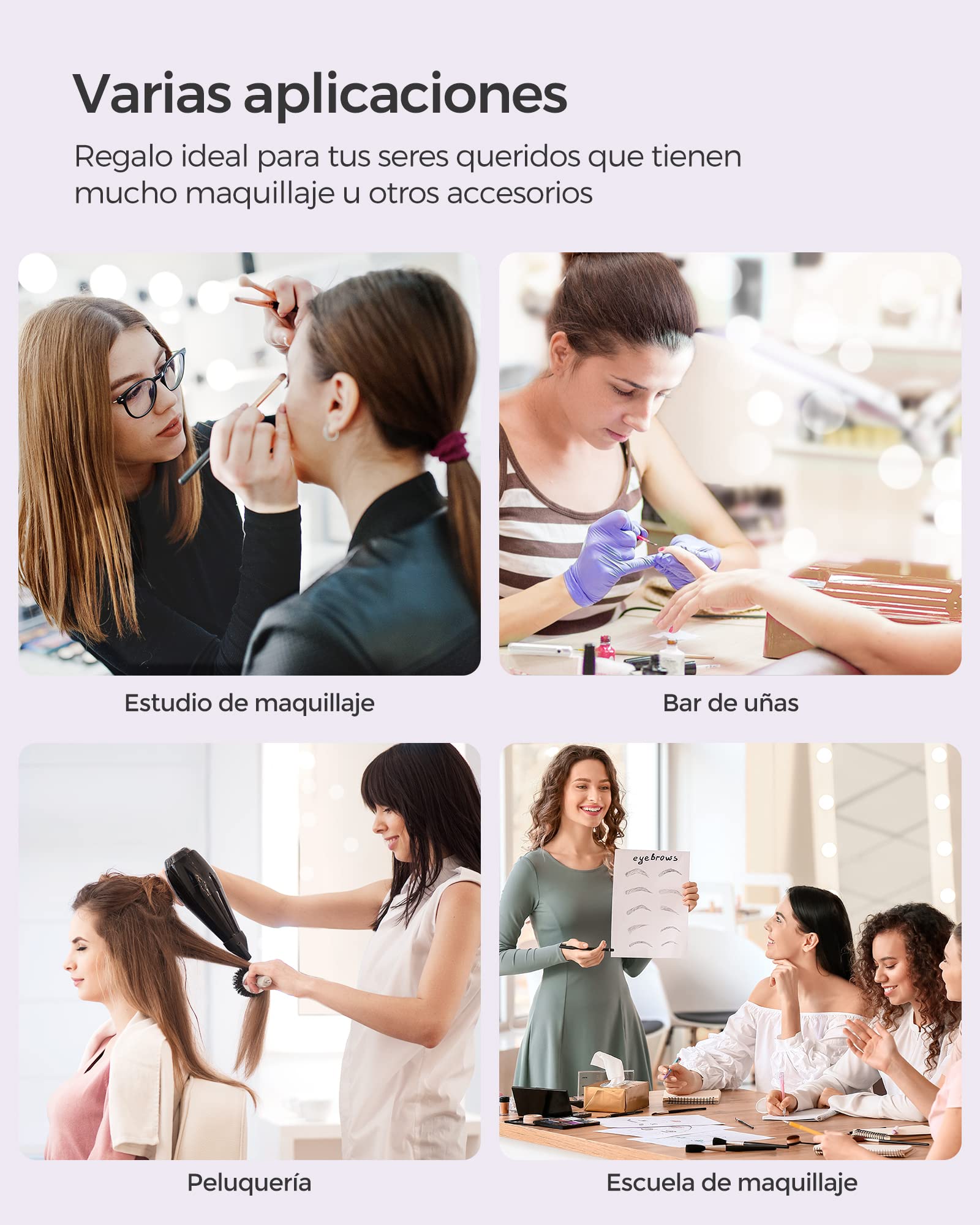 SONGMICS Maleta de Maquillaje Profesional, Maletín para Cosméticos 4 en 1, Extra Grande, Maletín de Peluquería, Con Tapa, 35 x 25 x 79 cm, Cerradura, Ruedas 360°, para Viaje, Regalo, Negro JHZ06B